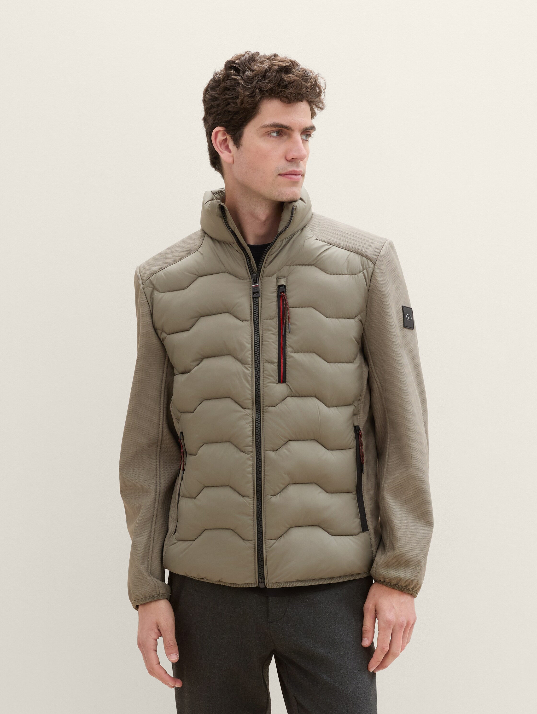 hybride jas met opstaande kraag - smokey_olive_green - 