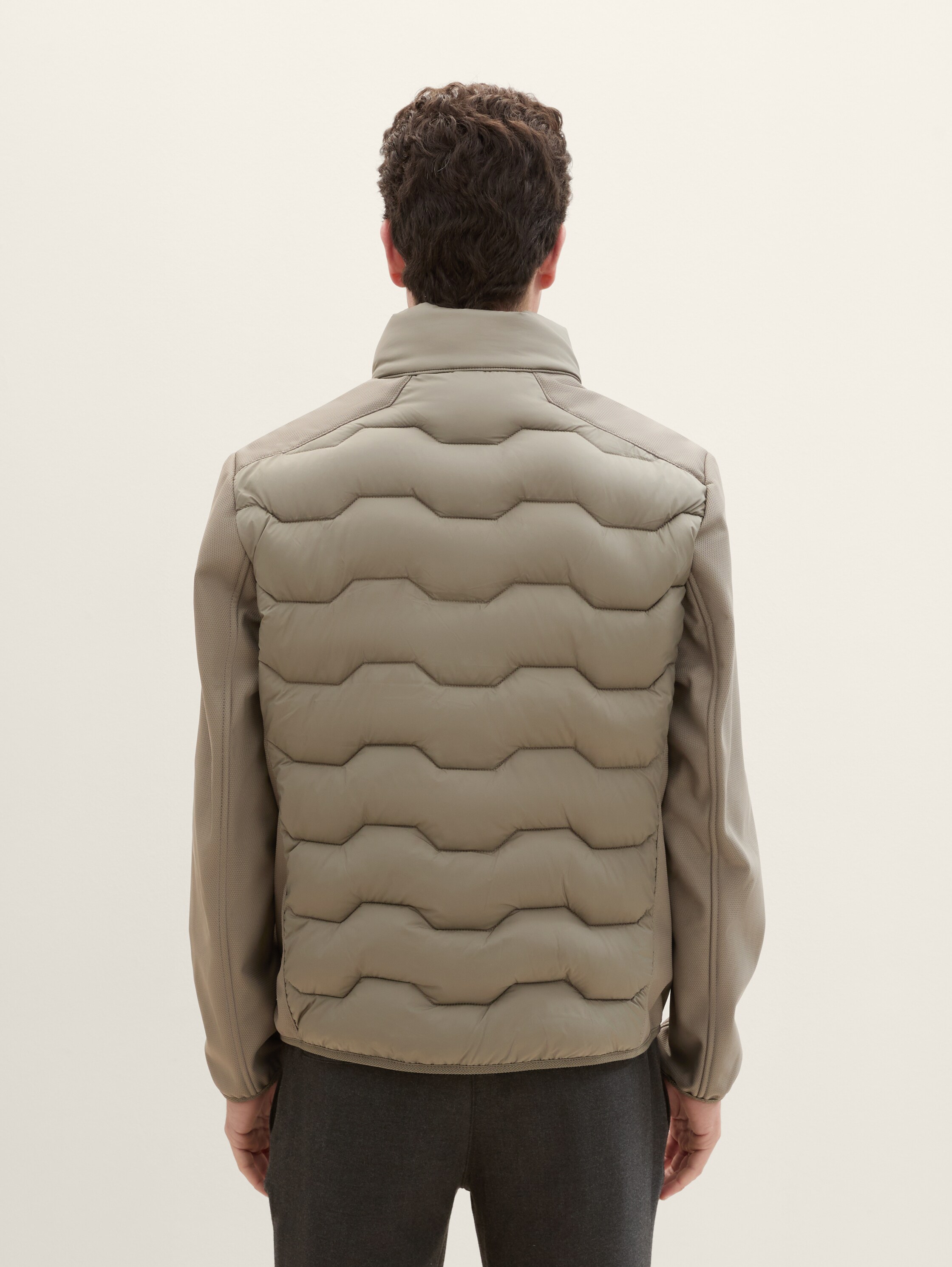 hybride jas met opstaande kraag - smokey_olive_green - 