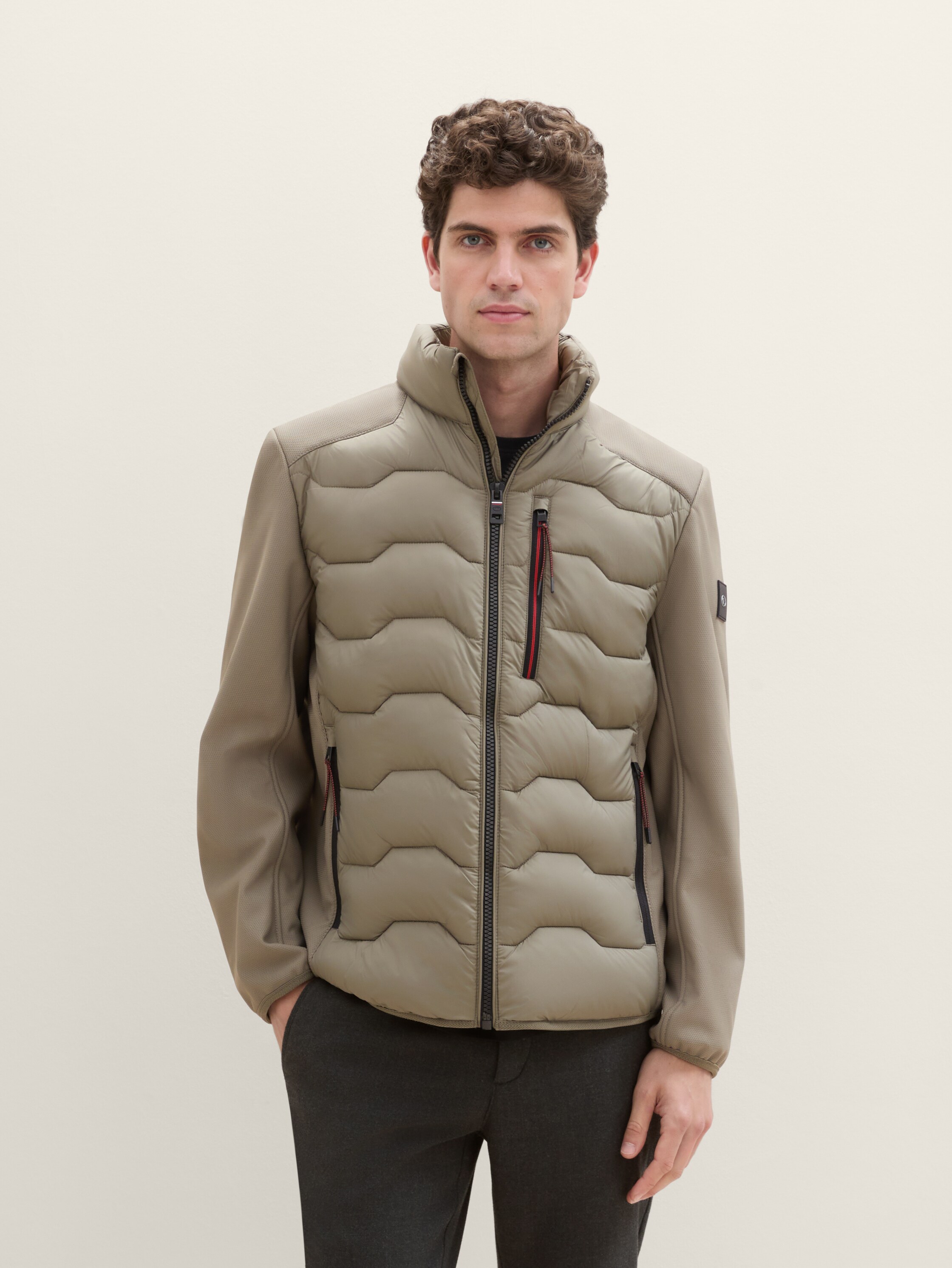 hybride jas met opstaande kraag - smokey_olive_green - 
