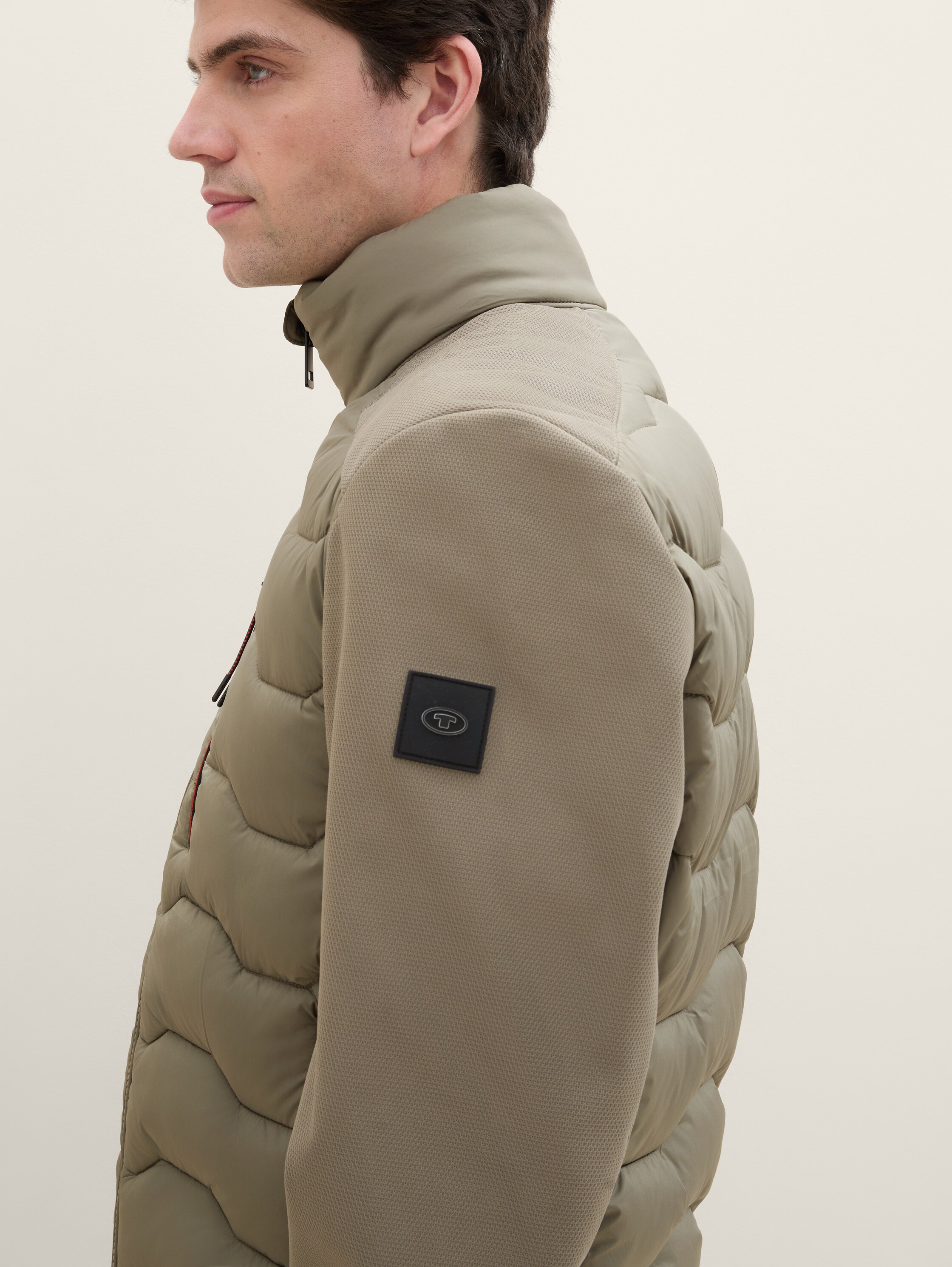 hybride jas met opstaande kraag - smokey_olive_green - 