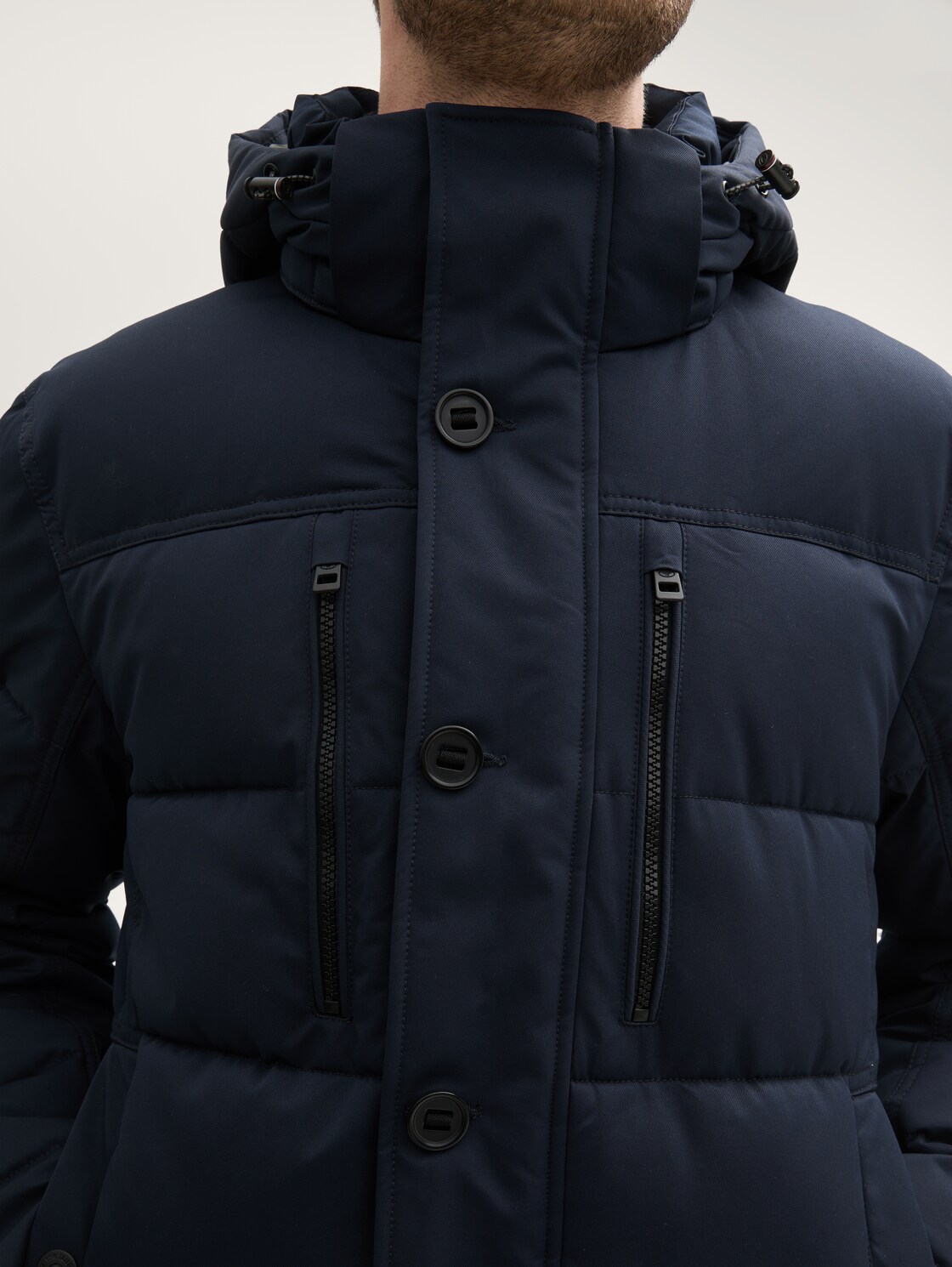 Pufferjacke mit abnehmbarer Kapuze - sky captain blue - Detail-Model-Ansicht