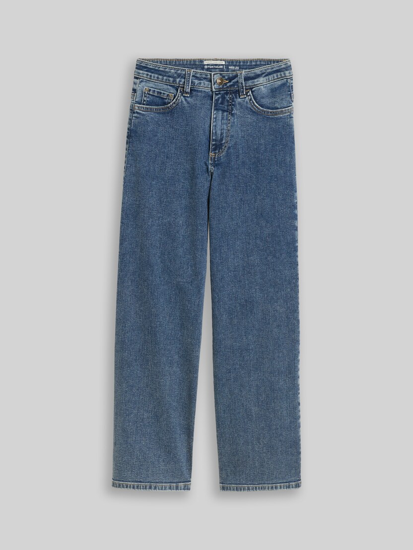 Wide Leg Jeans mit Stretch von Teen Girls, Blue Denim