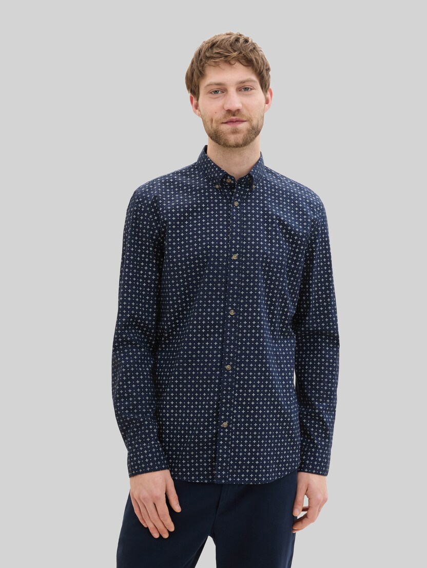 Fitted Hemd mit Muster von Denim Male, navy white minimal design