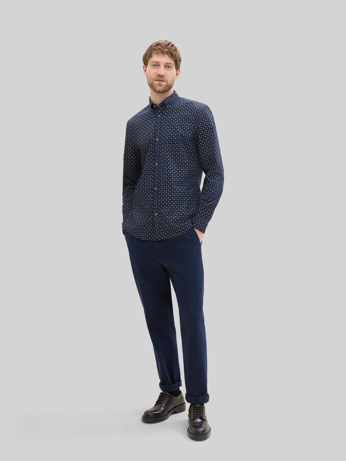 Fitted Hemd mit Muster von Denim Male, navy white minimal design