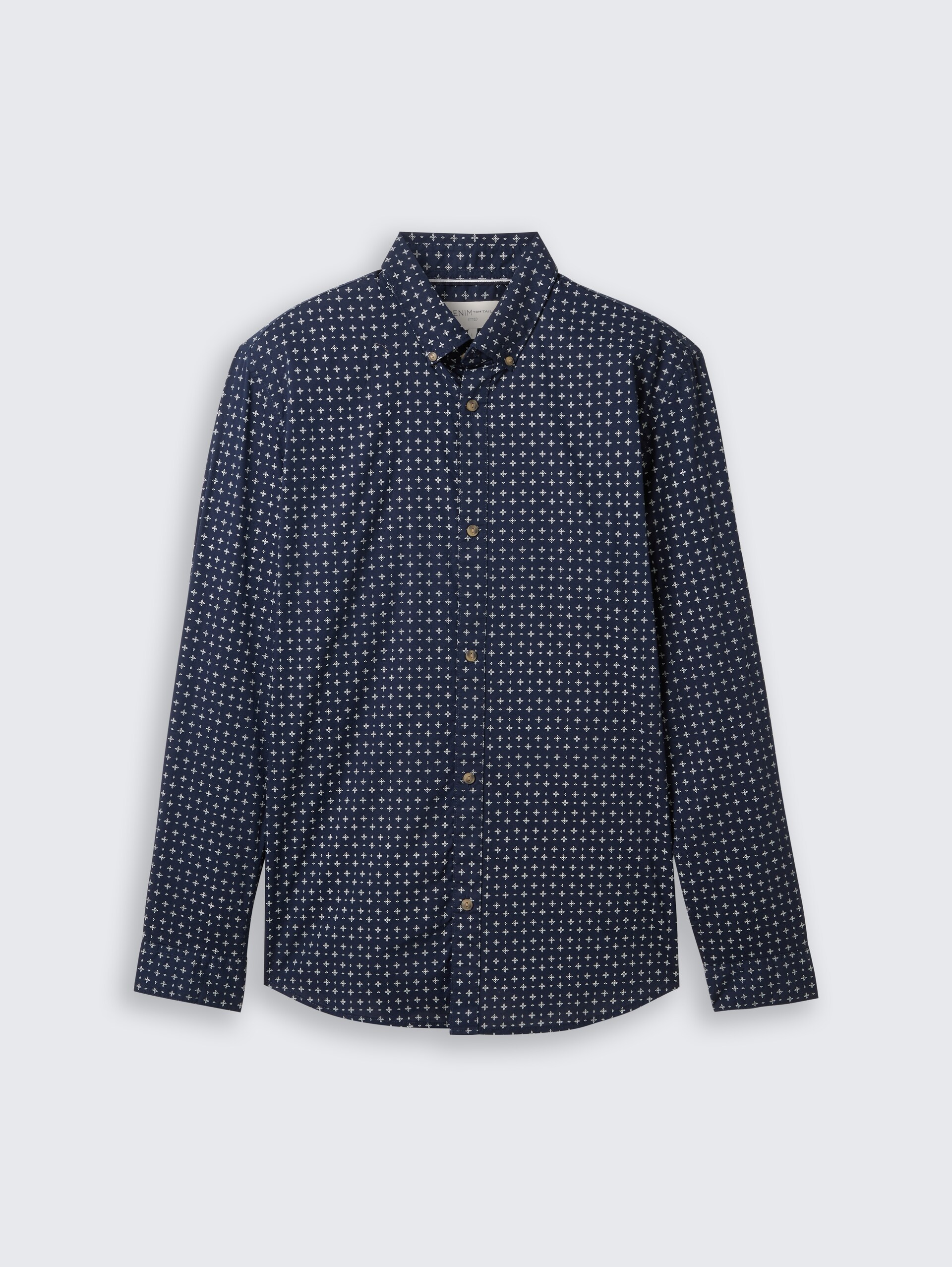 Fitted Hemd mit Muster - navy white minimal design - Vorder-Produkt-Ansicht