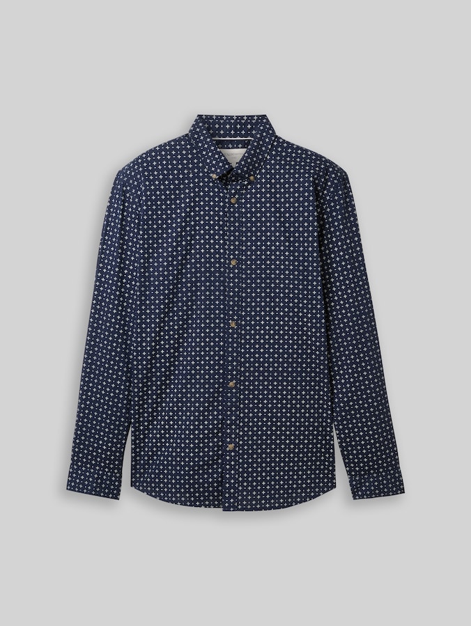 Chemise ajustée à motif par Denim Male, navy white minimal design