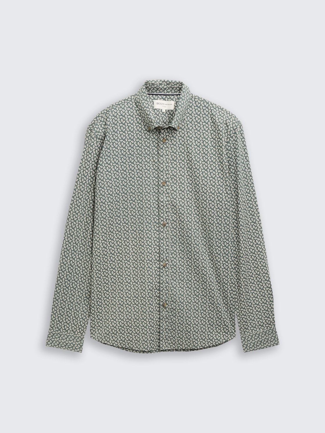 Fitted Hemd mit Muster - green white mini paisley print - Vorder-Produkt-Ansicht