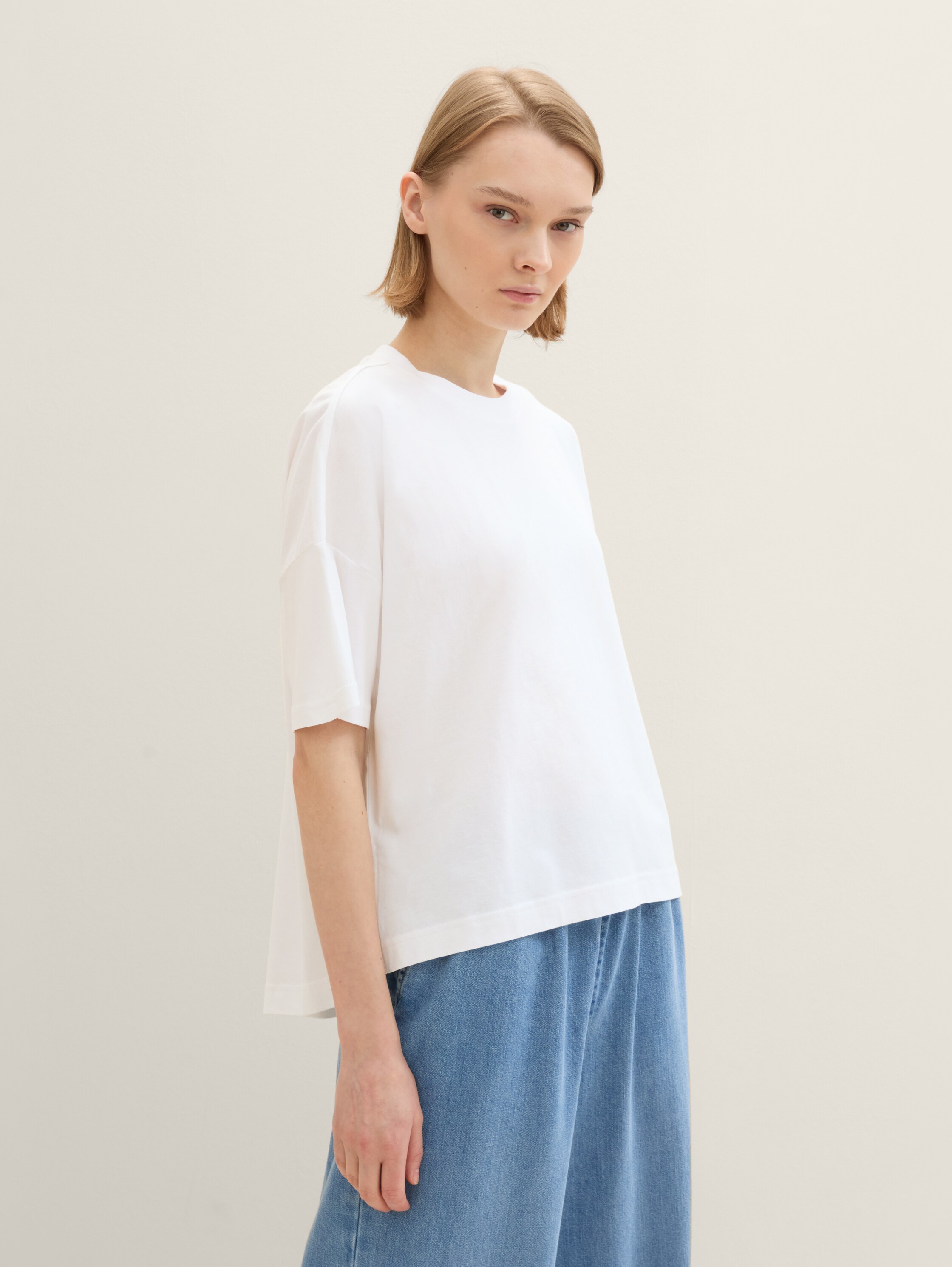 T-shirt van oversized katoen - white - 