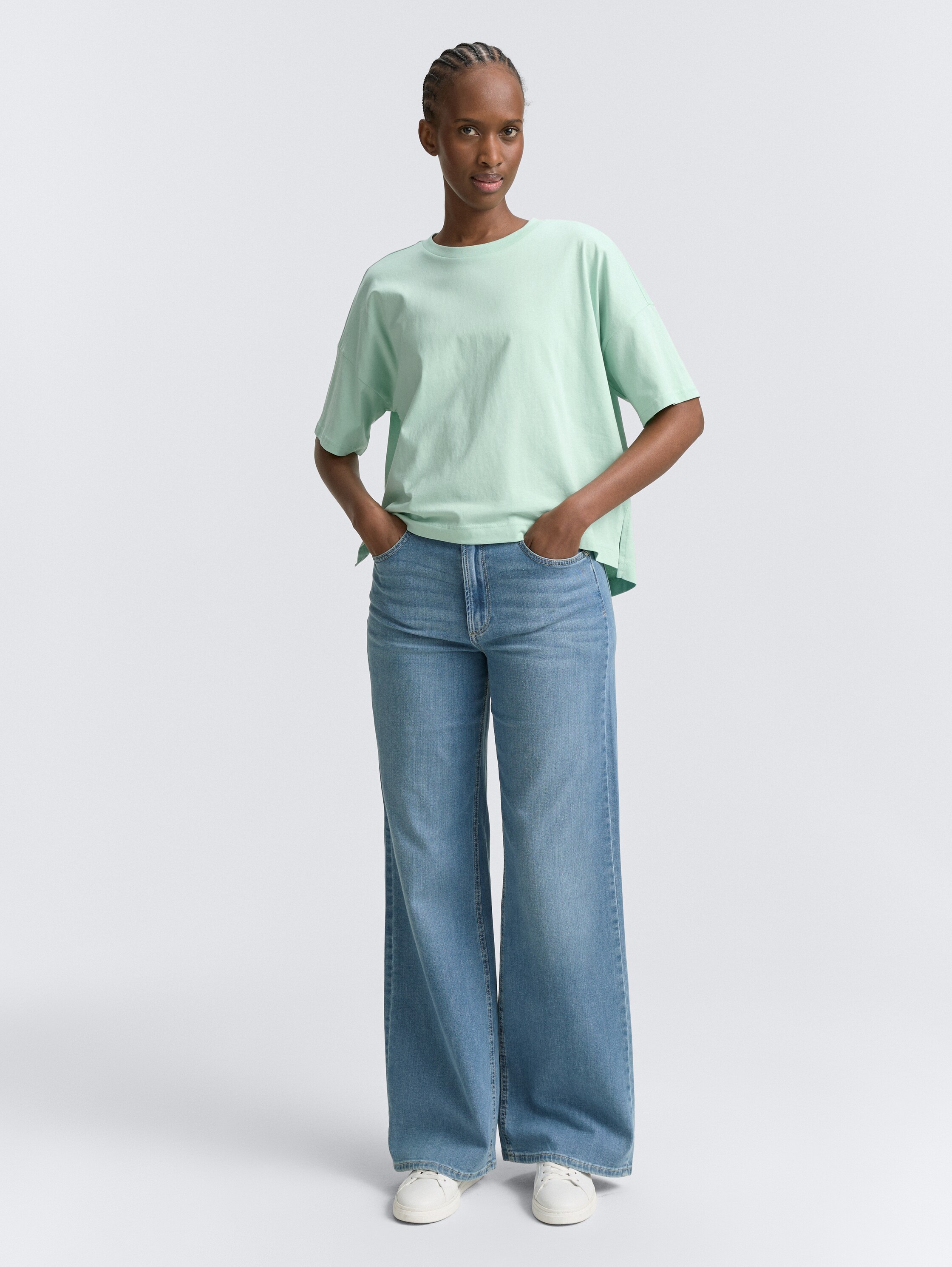 T-shirt van oversized katoen - mint_jade_turqouise - 