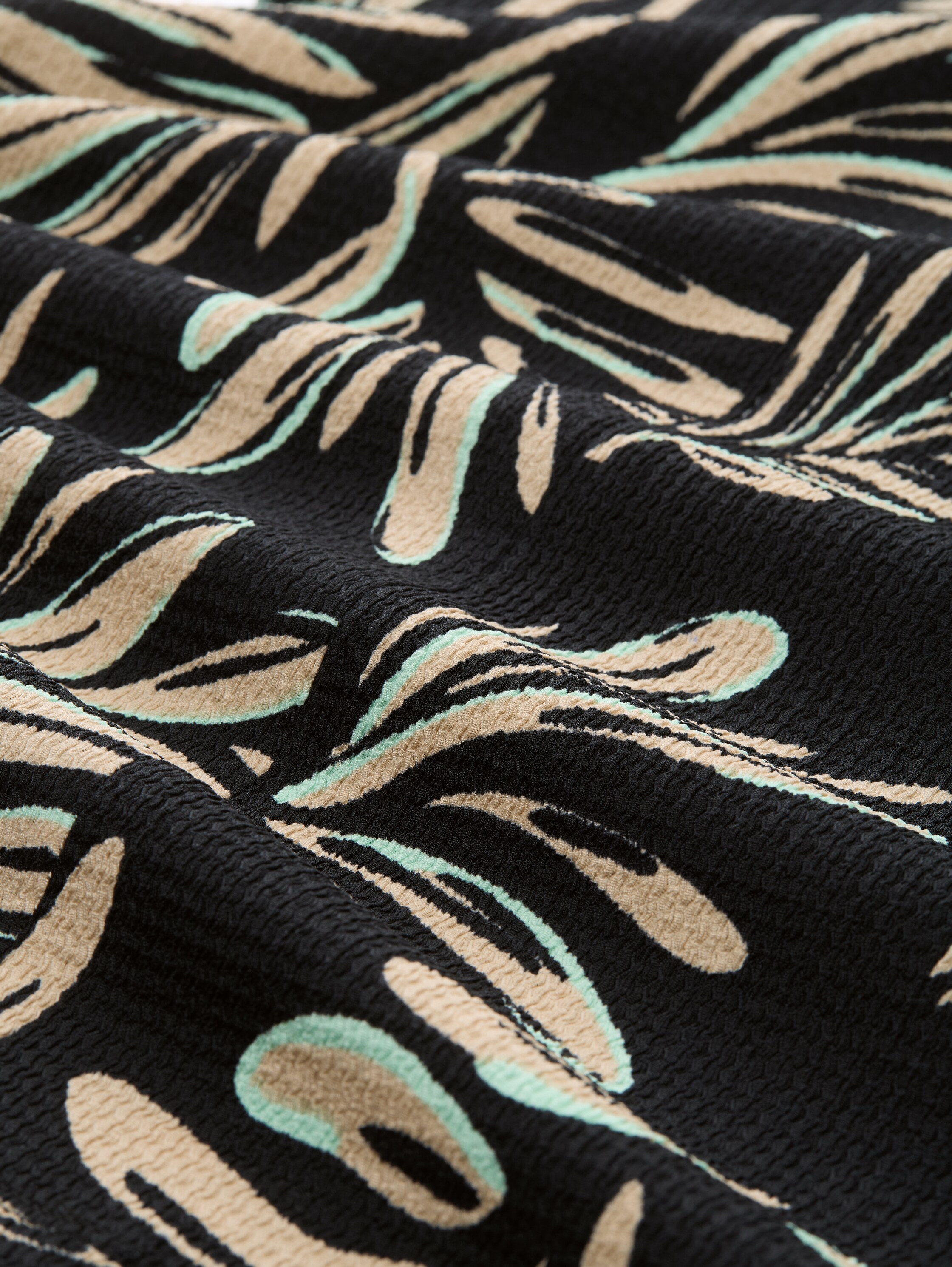 Loose Fit Top mit Volantärmeln - abstract_black_beige_print - 