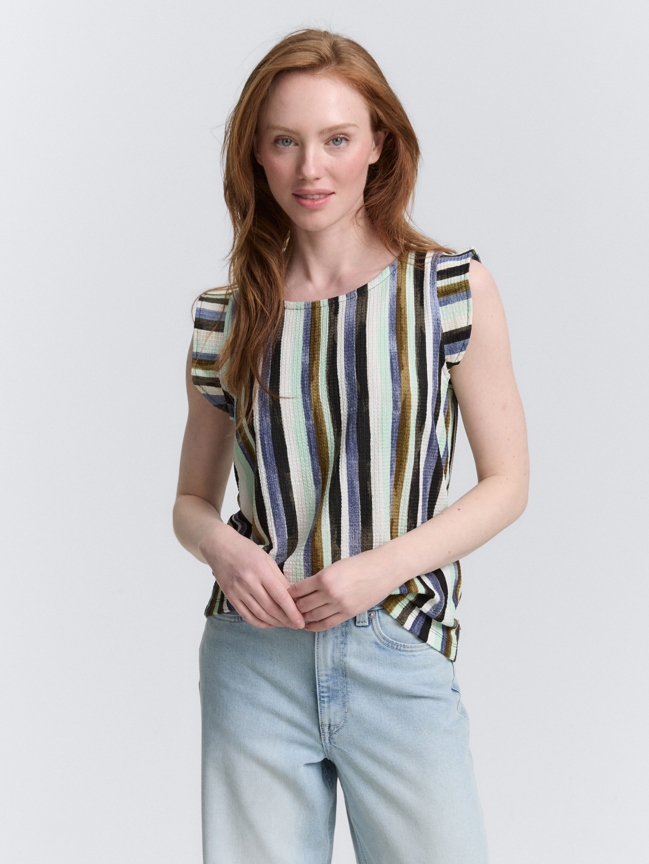 Loose Fit Top mit Volantärmeln - watercolor_stripe - 