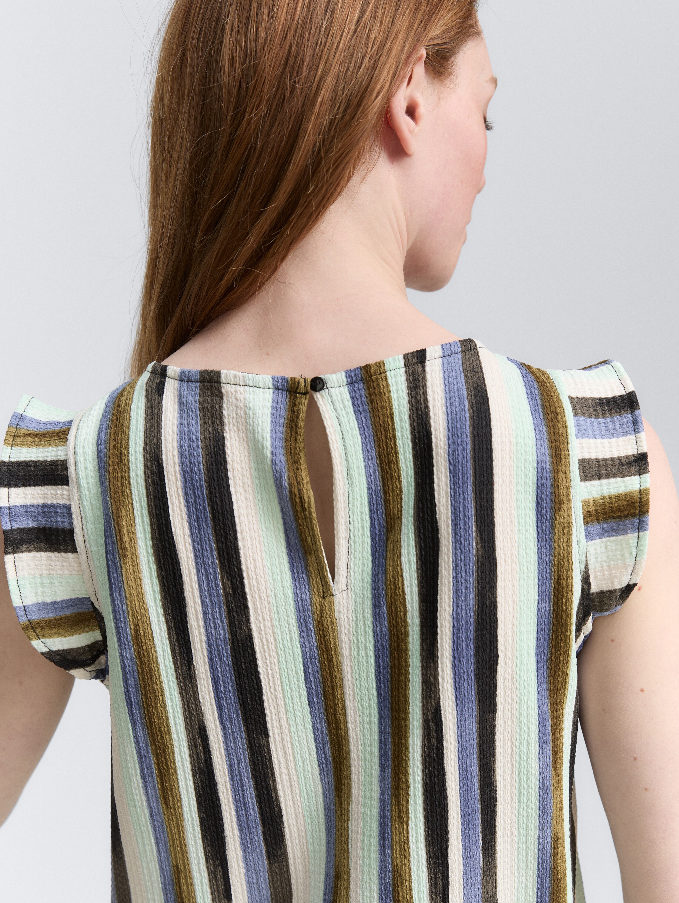 Loose Fit Top mit Volantärmeln - watercolor_stripe - 