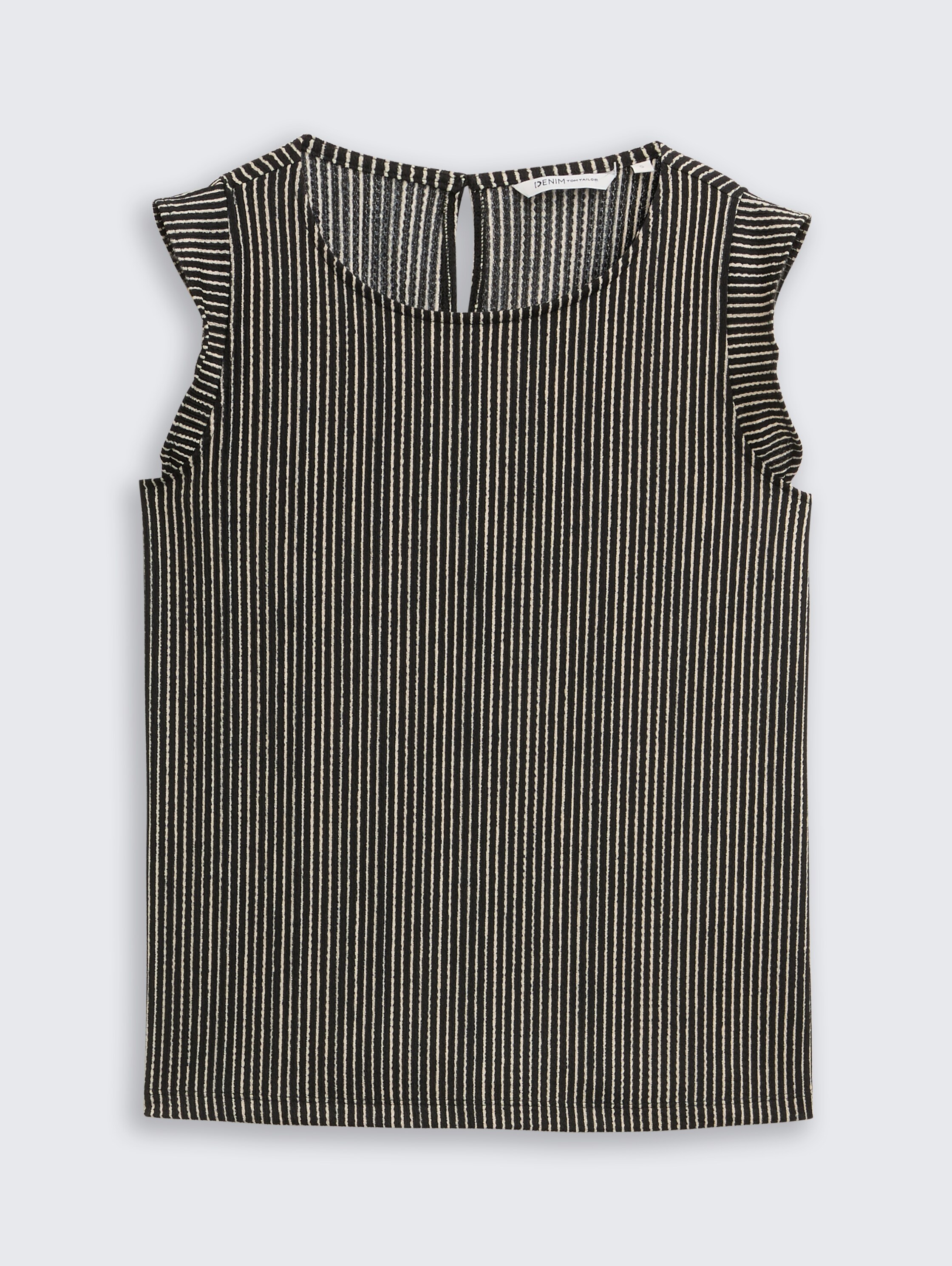 Loose Fit Top mit Volantärmeln - black_beige_stripe - 