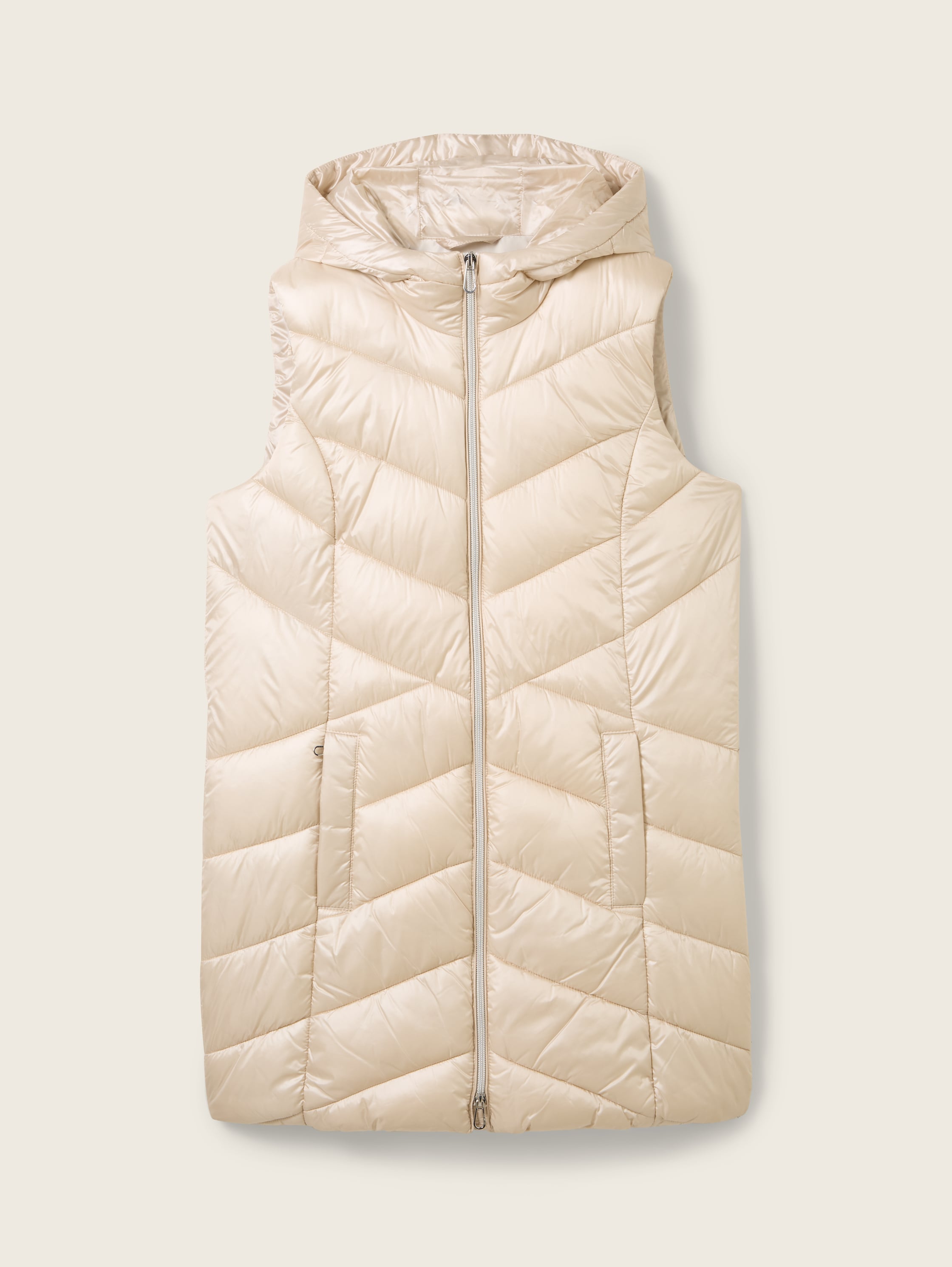Lange Steppweste mit Kapuze - dusty_beige_1 - 