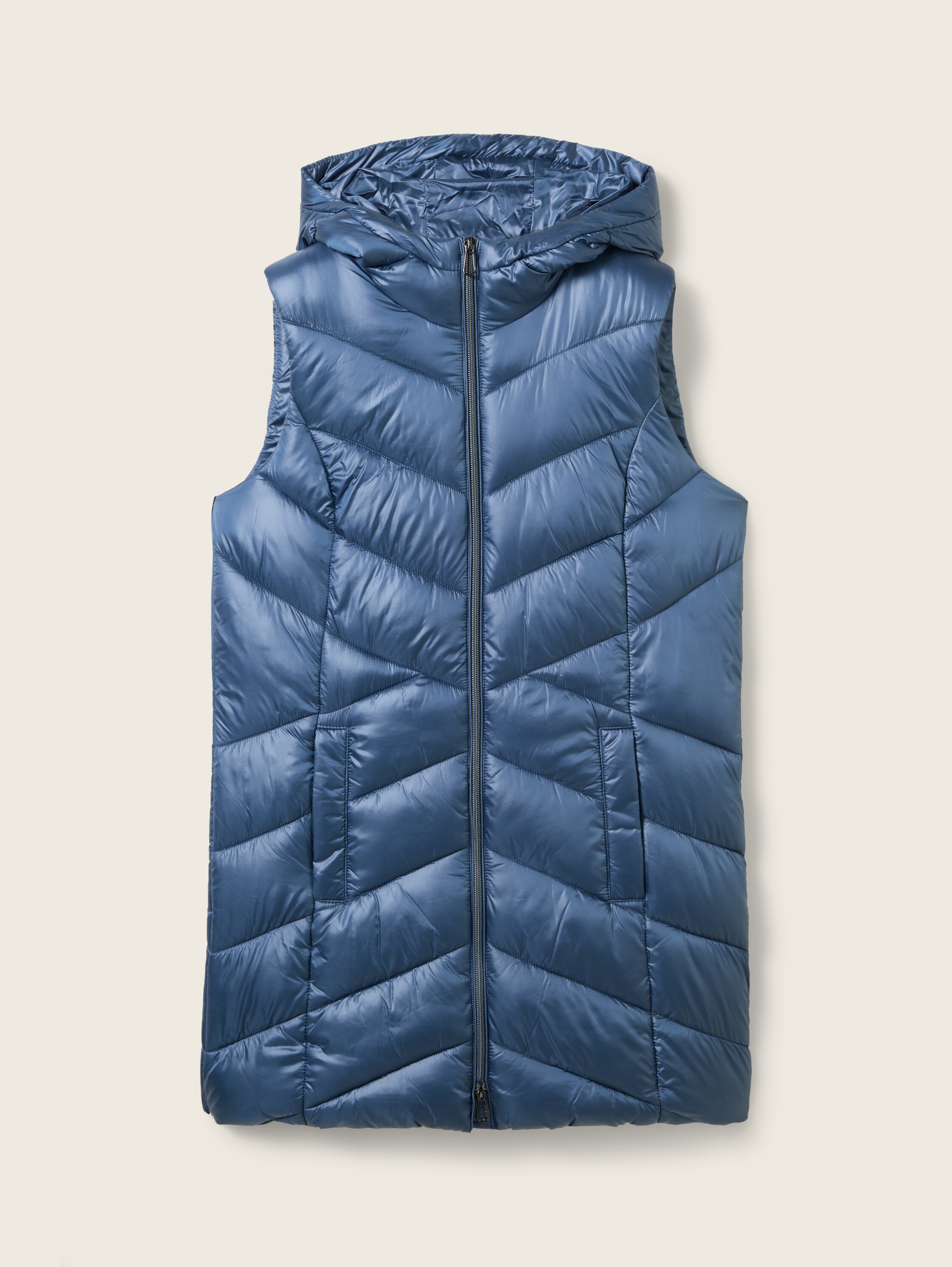 Lang gewatteerd vest met kap - nighttime_blue - 