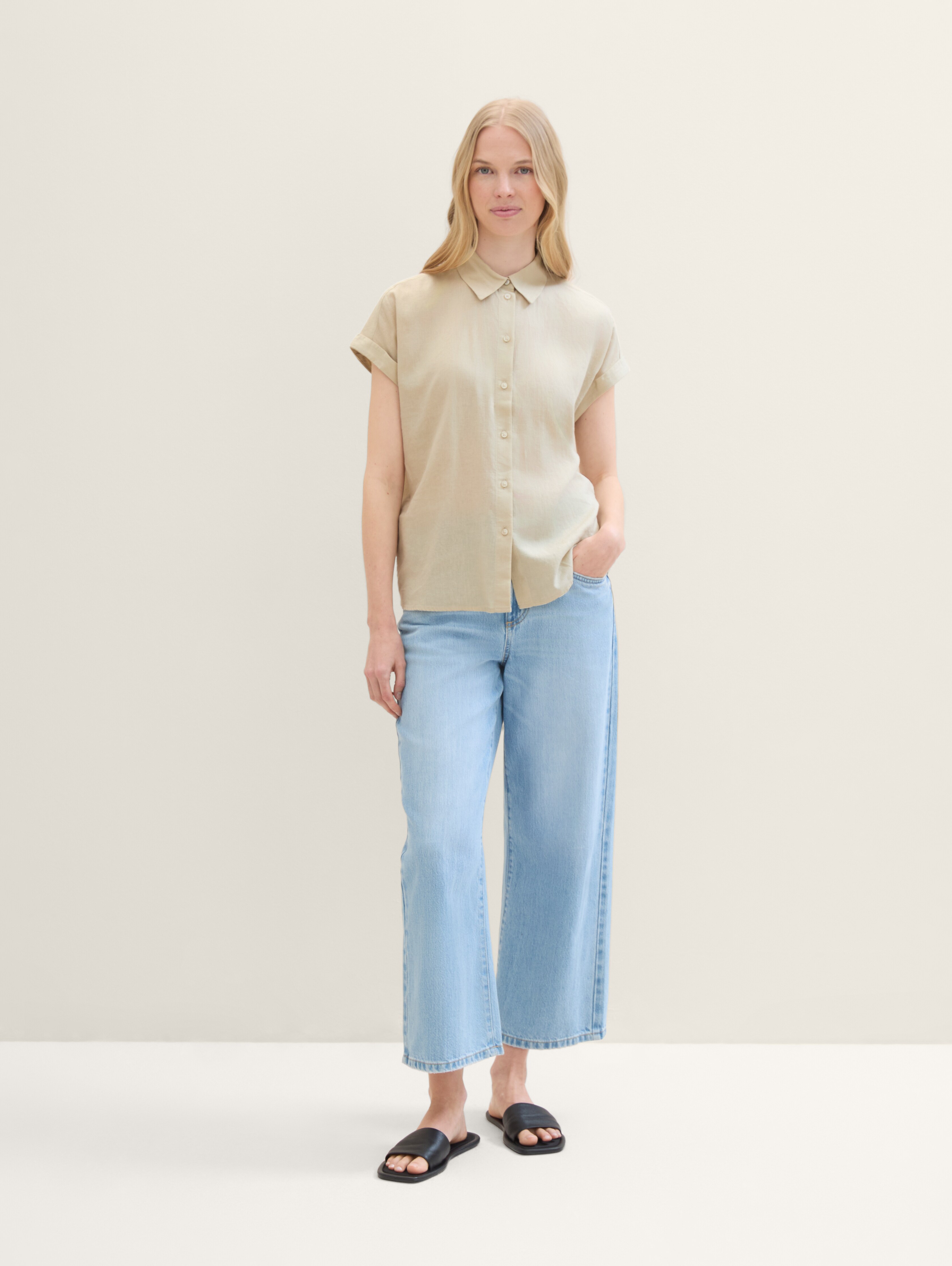 Loose-fit blouse with linen by Tom Tailor