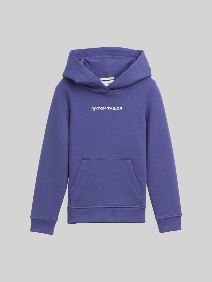Sweat à capuche avec logo imprimé par Mini Girls, dark blue harbor