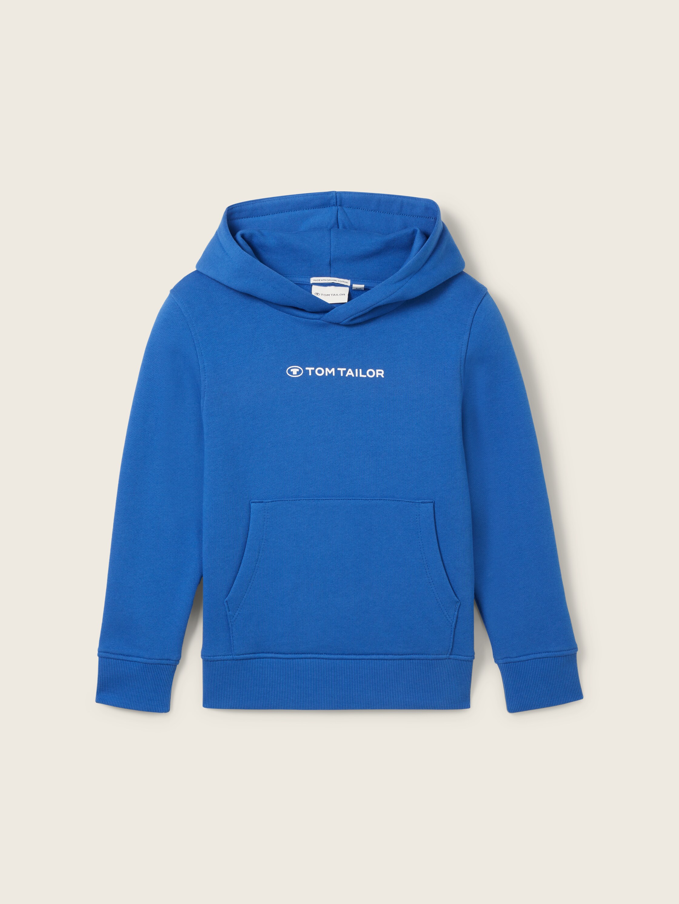 Sweat à capuche avec logo imprimé - bleu - 