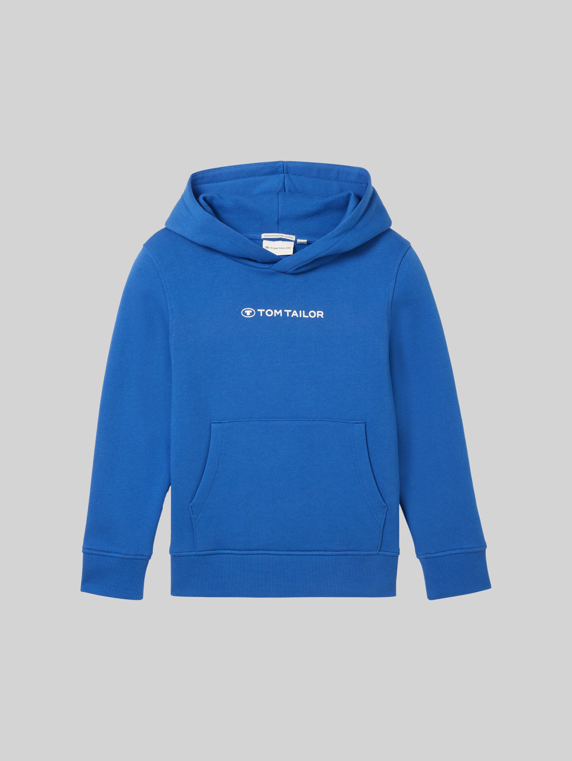 Hoodie sweatshirt with logo print - soft sapphire blue - Front product view