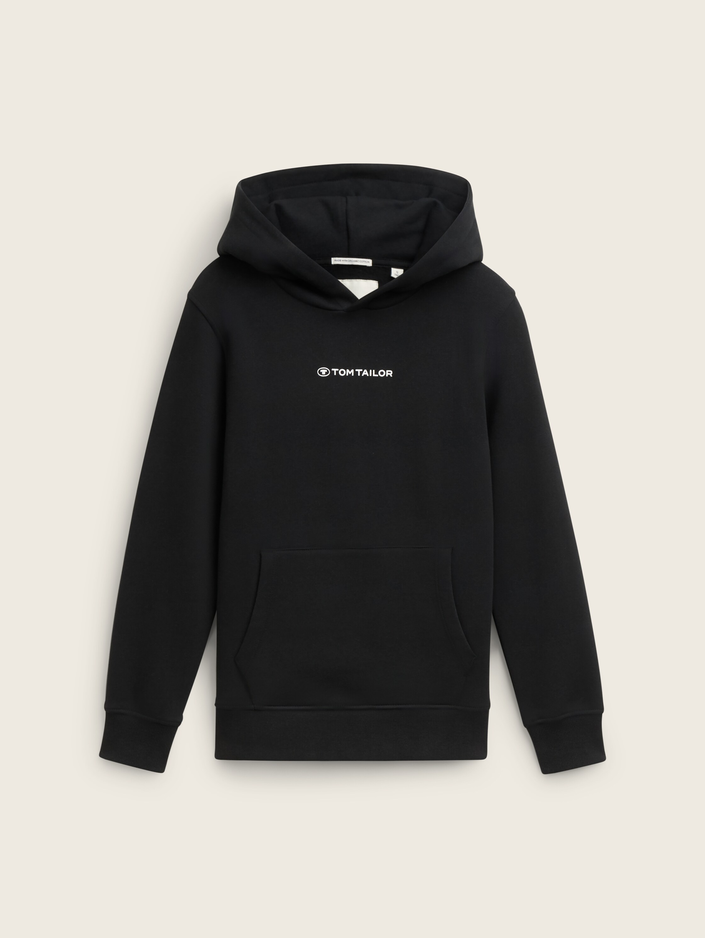 Hoodie sweatshirt with logo print - heavy black - Front product view