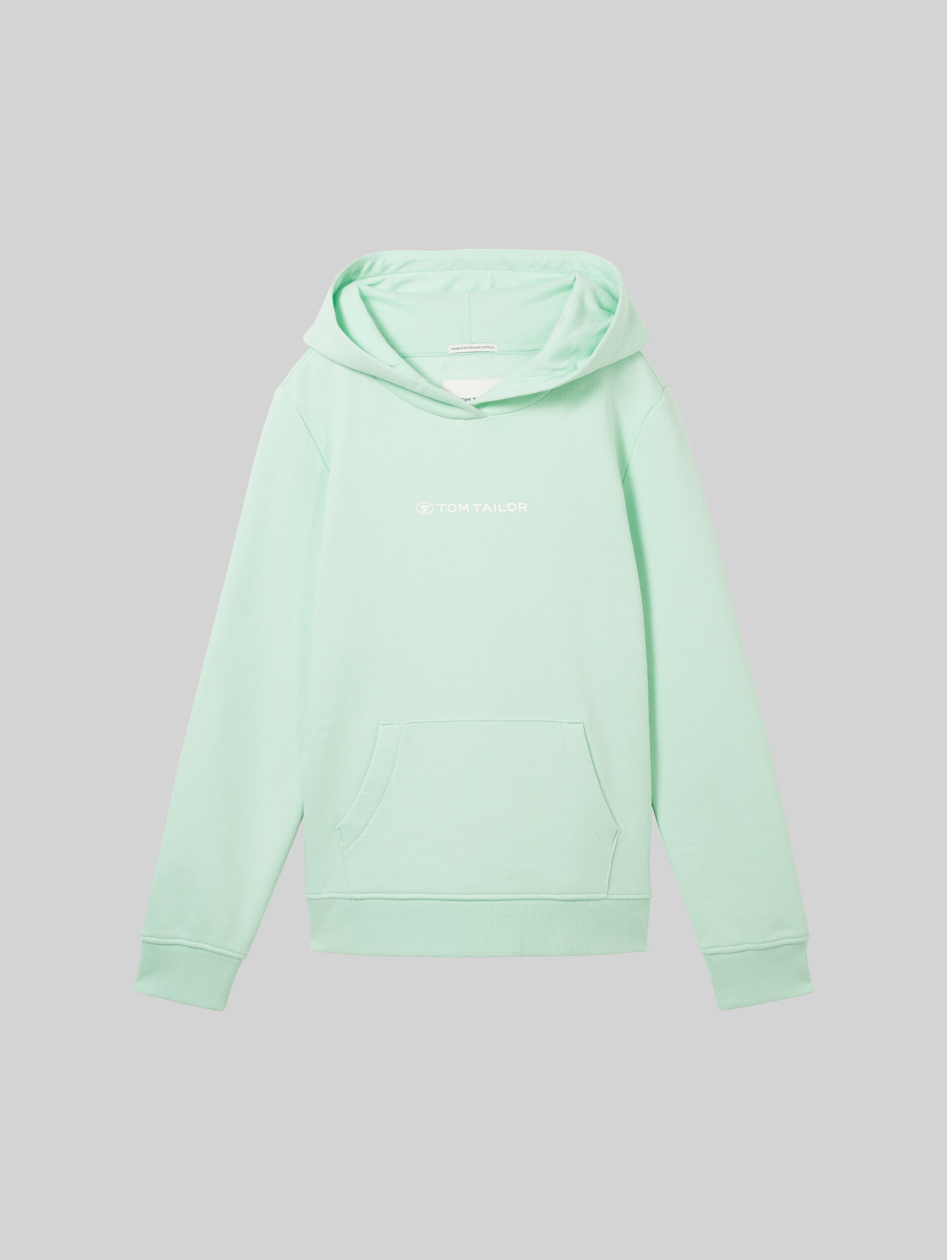Hoodie sweatshirt with logo print - soft bright green - Front product view