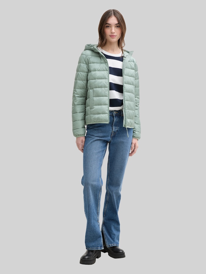 Lightweight Steppjacke mit Kapuze von Denim Female, gleam jade green
