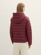 Lightweight quilted jacket with a hood - deep wine red - Model-back view