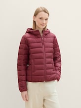 Lightweight quilted jacket with a hood - deep wine red