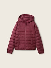 Lightweight quilted jacket with a hood - deep wine red - Front product view