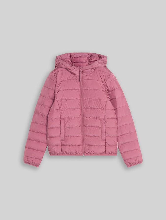 Veste matelassée légère à capuche par Denim Female, dusty berry