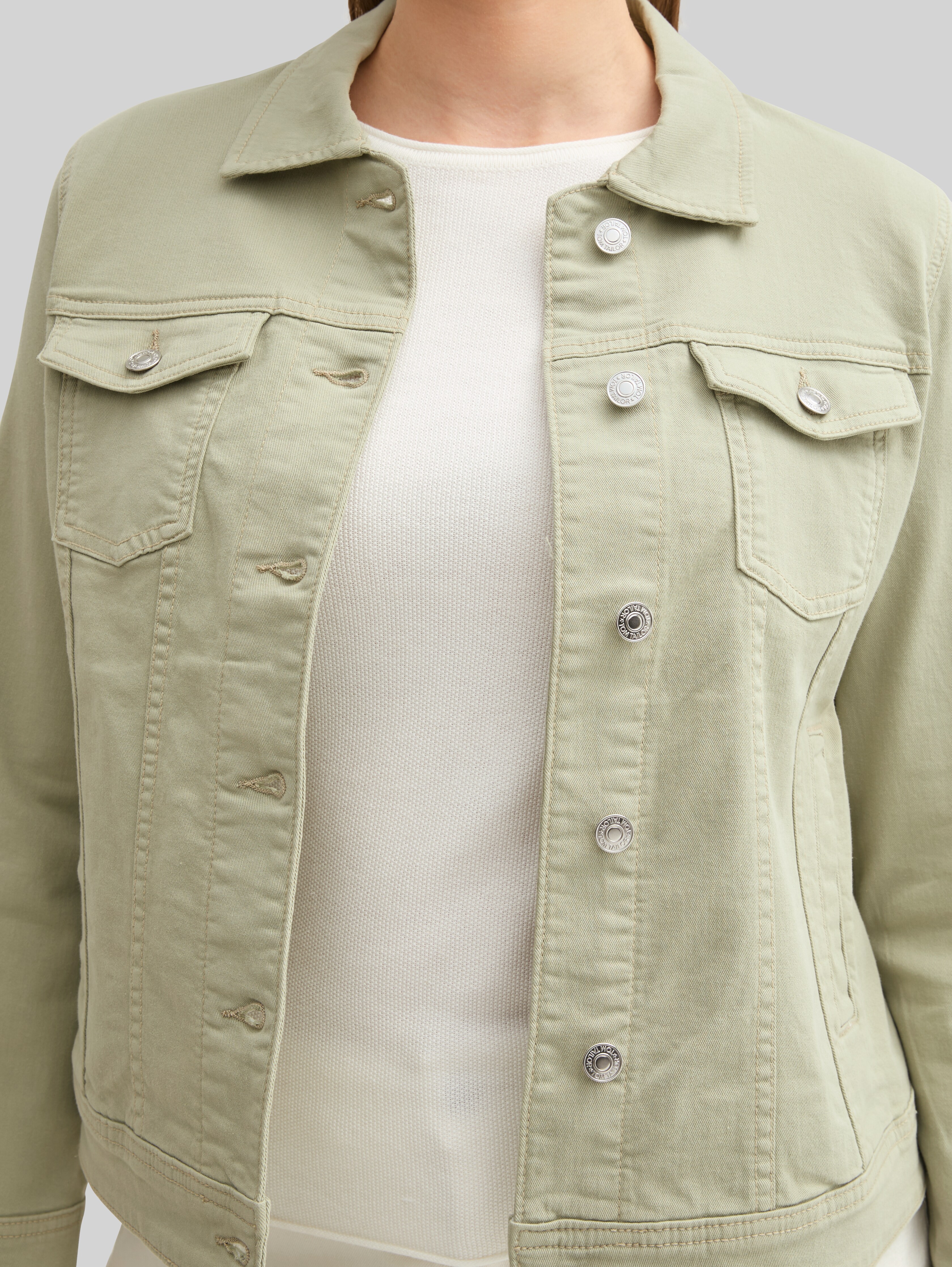 TOM TAILOR Damen Jeansjacke Basic – Regular Fit, Baumwolle Mit Elasthan, Ca. 52 Cm Rückenlänge (Gr. M)