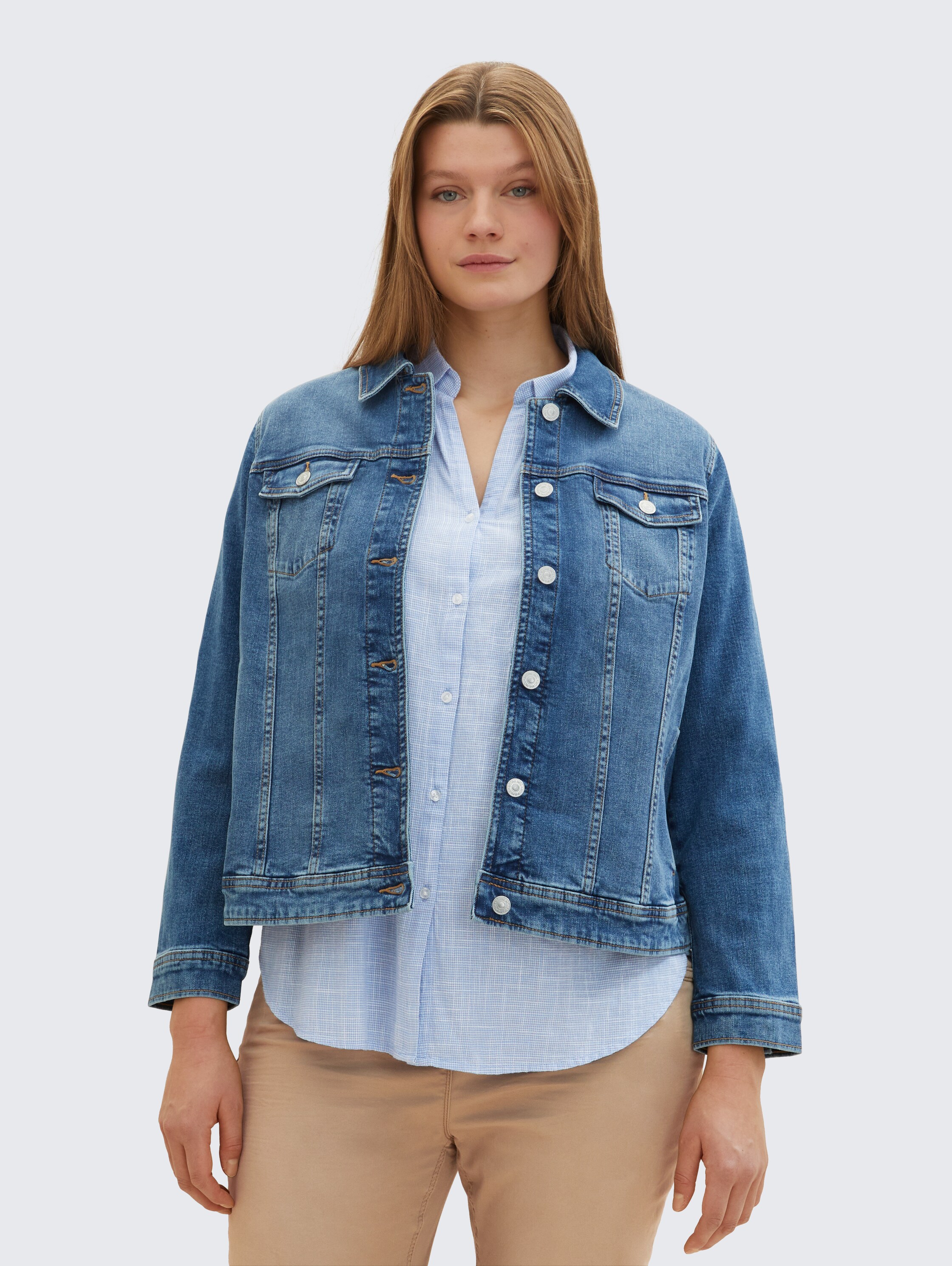 Plus Size - Jeansjacke mit Bio-Baumwolle - blue_denim - 