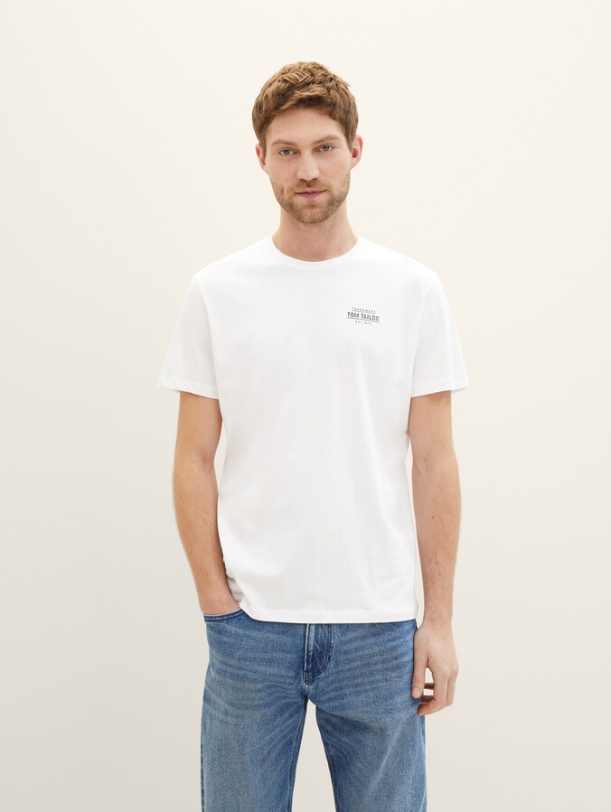 T-shirt with logo print by Men, White
