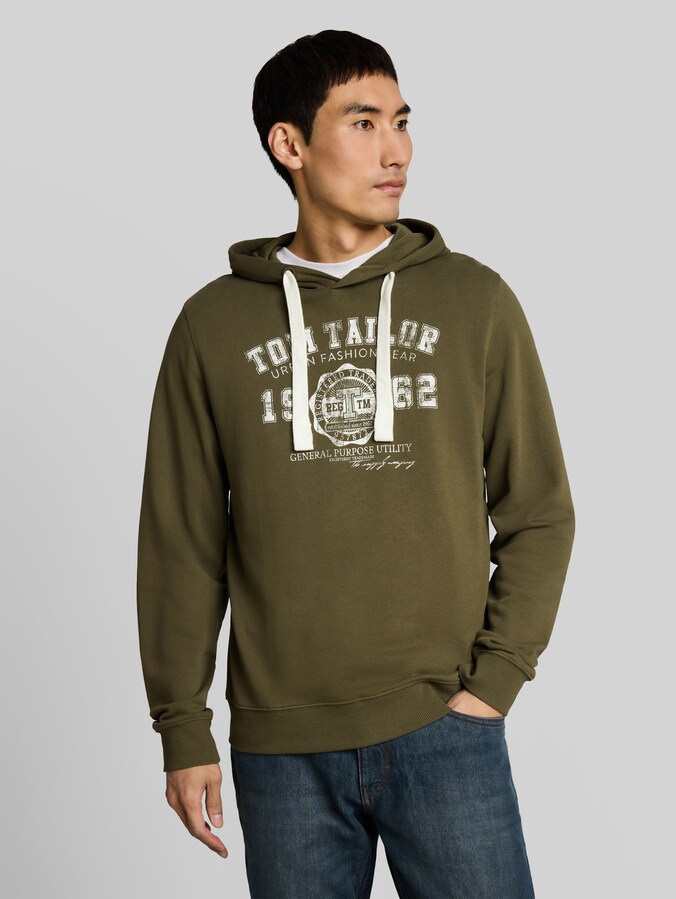 Hoodie Sweatshirt mit Logo Print von Men, Black Olive