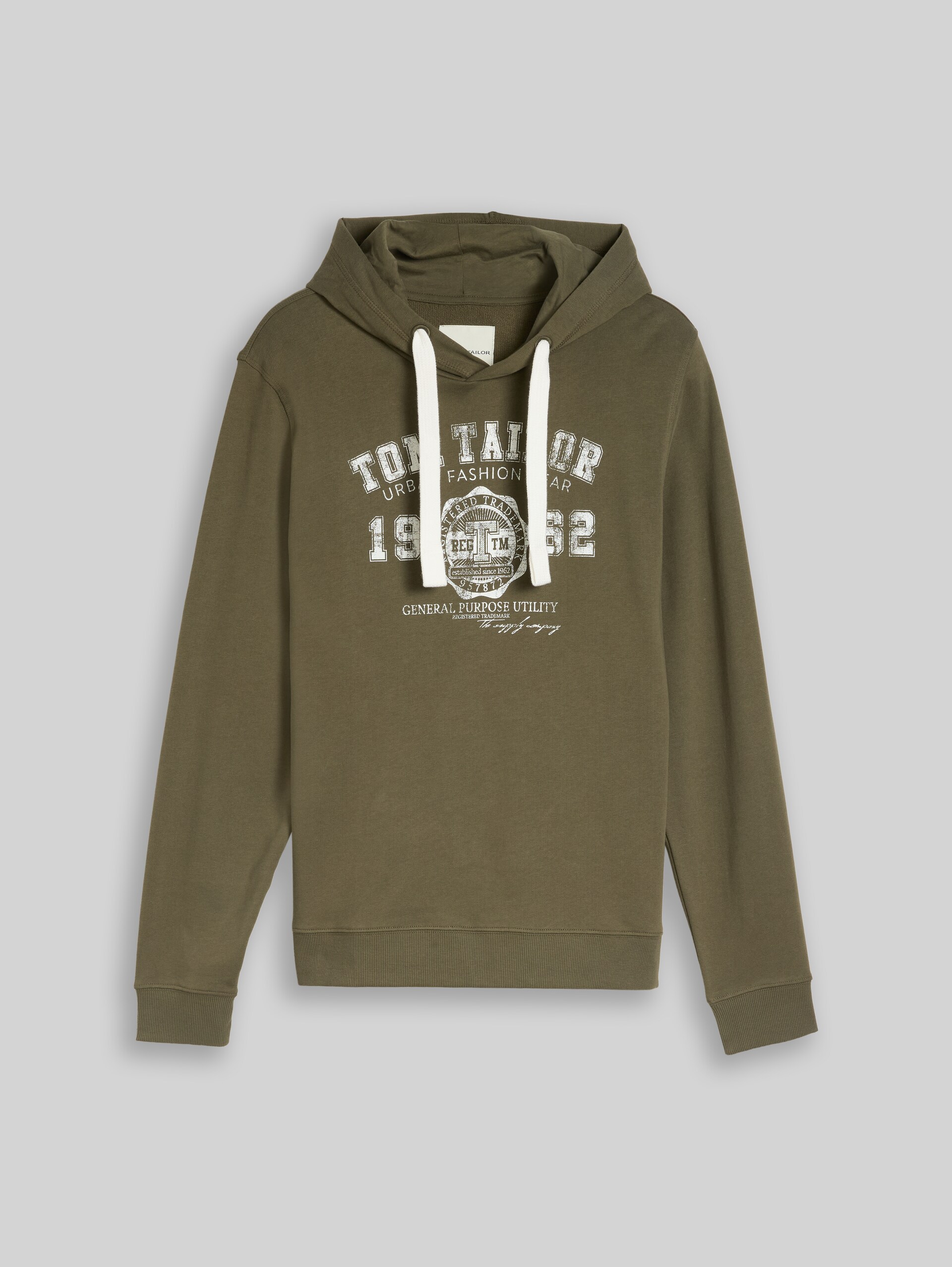 Hoodie Sweatshirt mit Logo Print - Black Olive - Vorder-Produkt-Ansicht