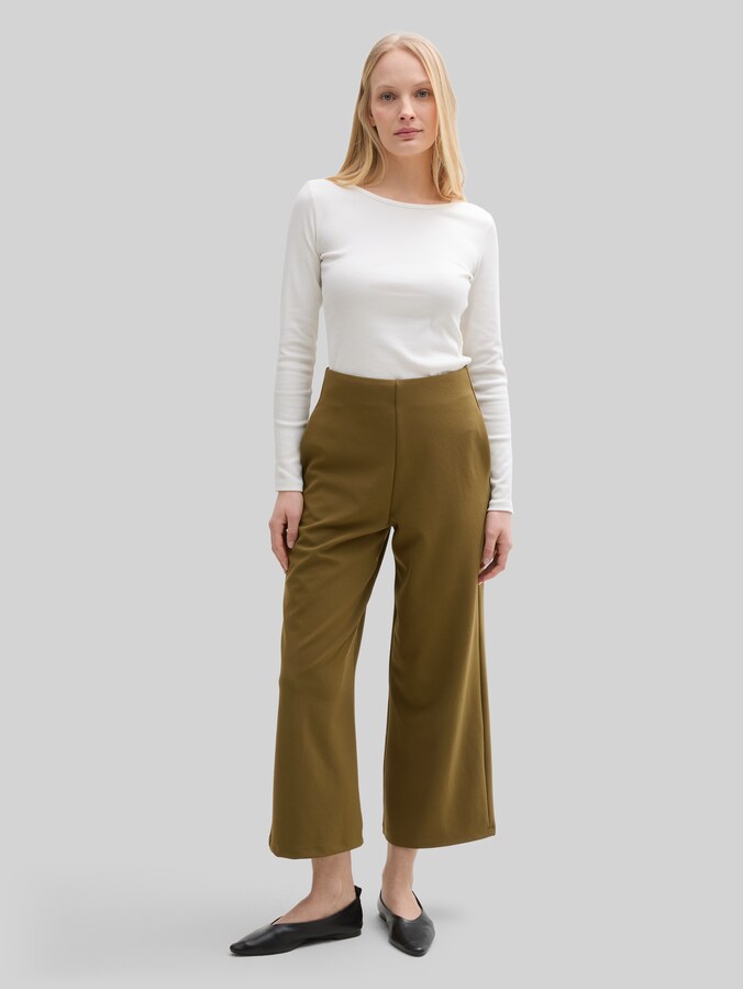 High Waist Culotte Hose von Denim Female, Golden Olive Green