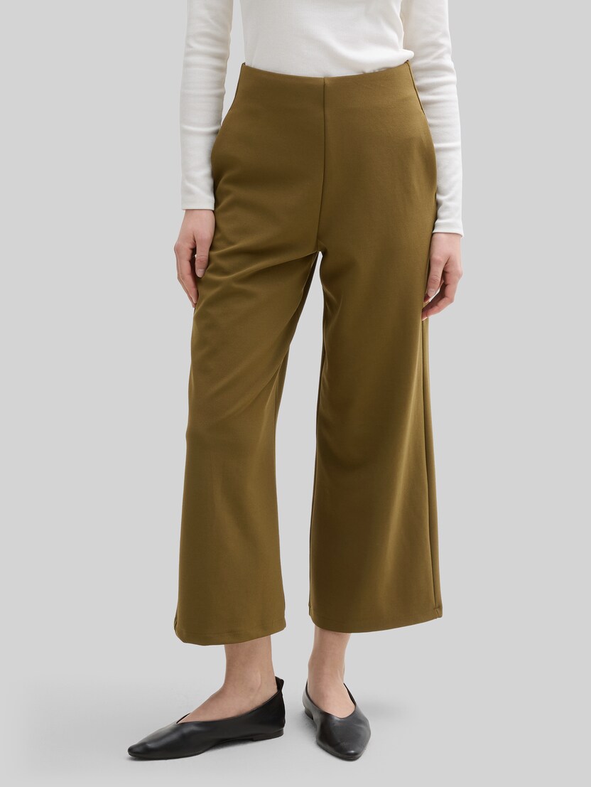 High-waisted culottes by Denim Female, Golden Olive Green