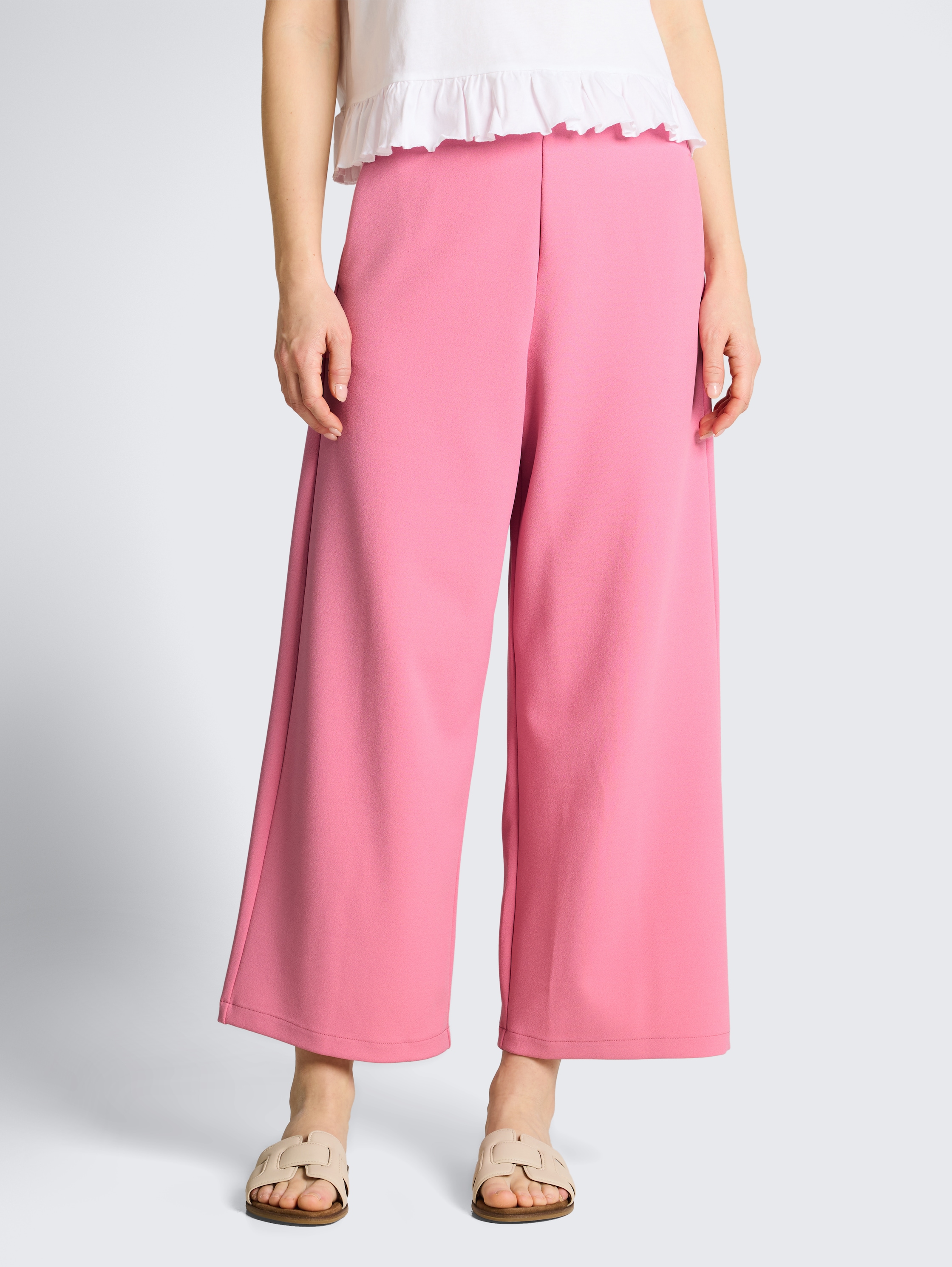 Pantalon culotte taille haute - Soft Blush Rose - Découpe Vue de face du modèle