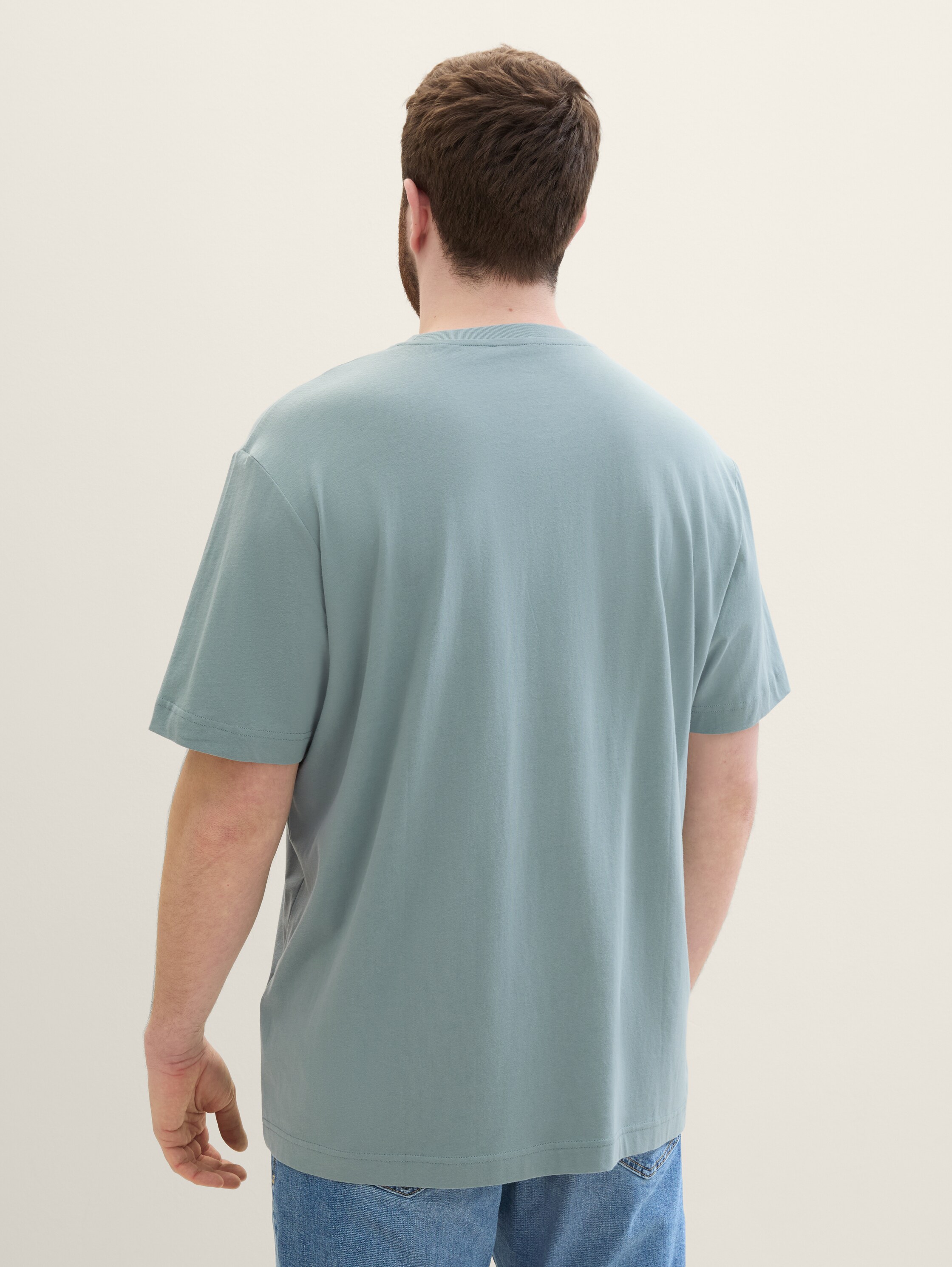 Plus - T-shirt met print - grey mint - Neklijn model-achteraanzicht