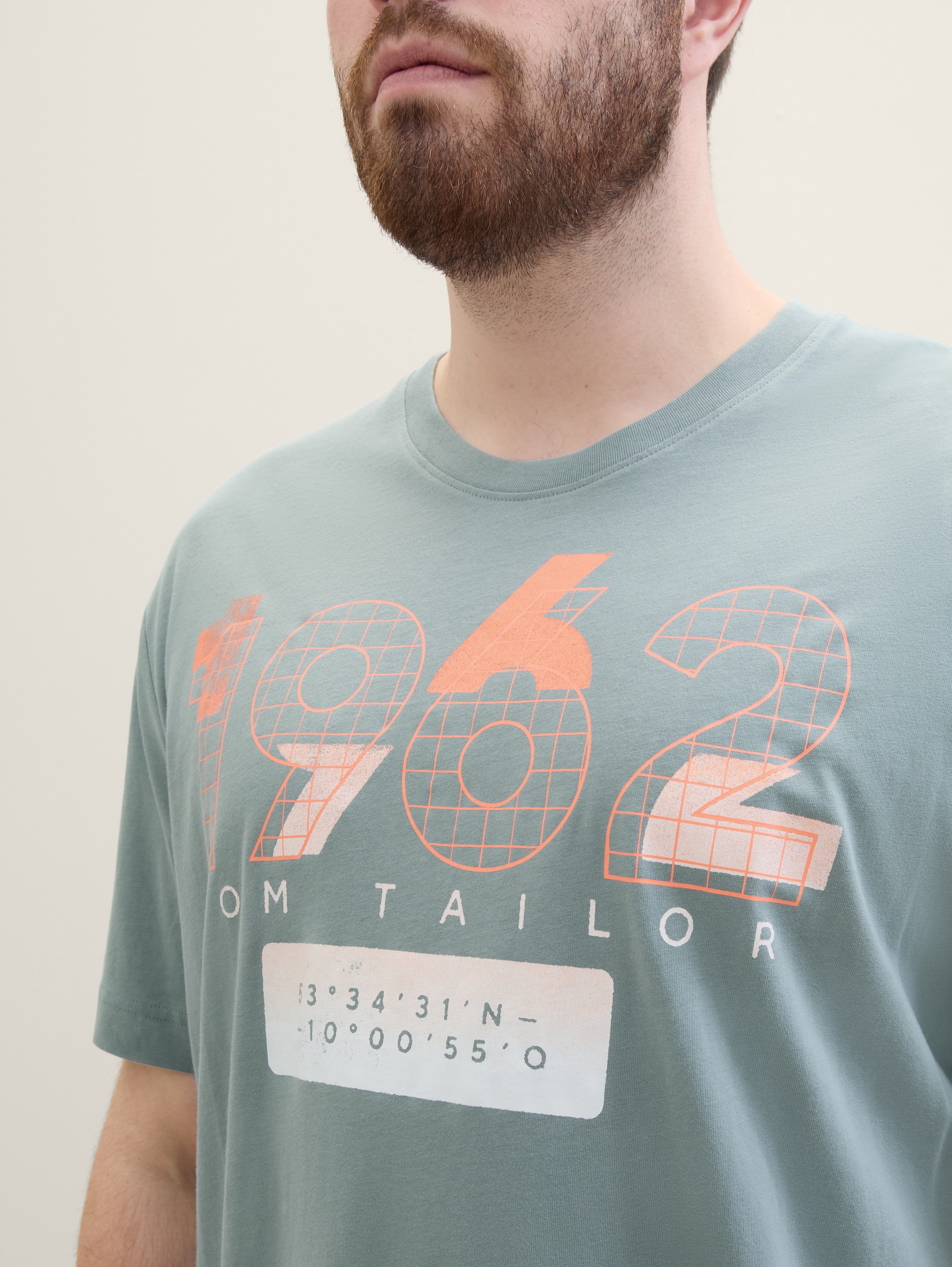 Plus - T-shirt met print - grey mint - Detailaanzicht model