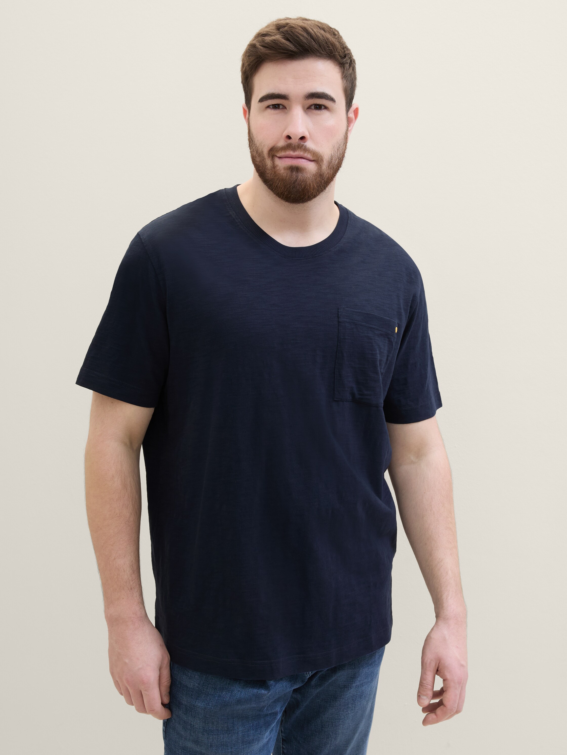 Plus Size - T-Shirt mit Brusttasche - blau - 