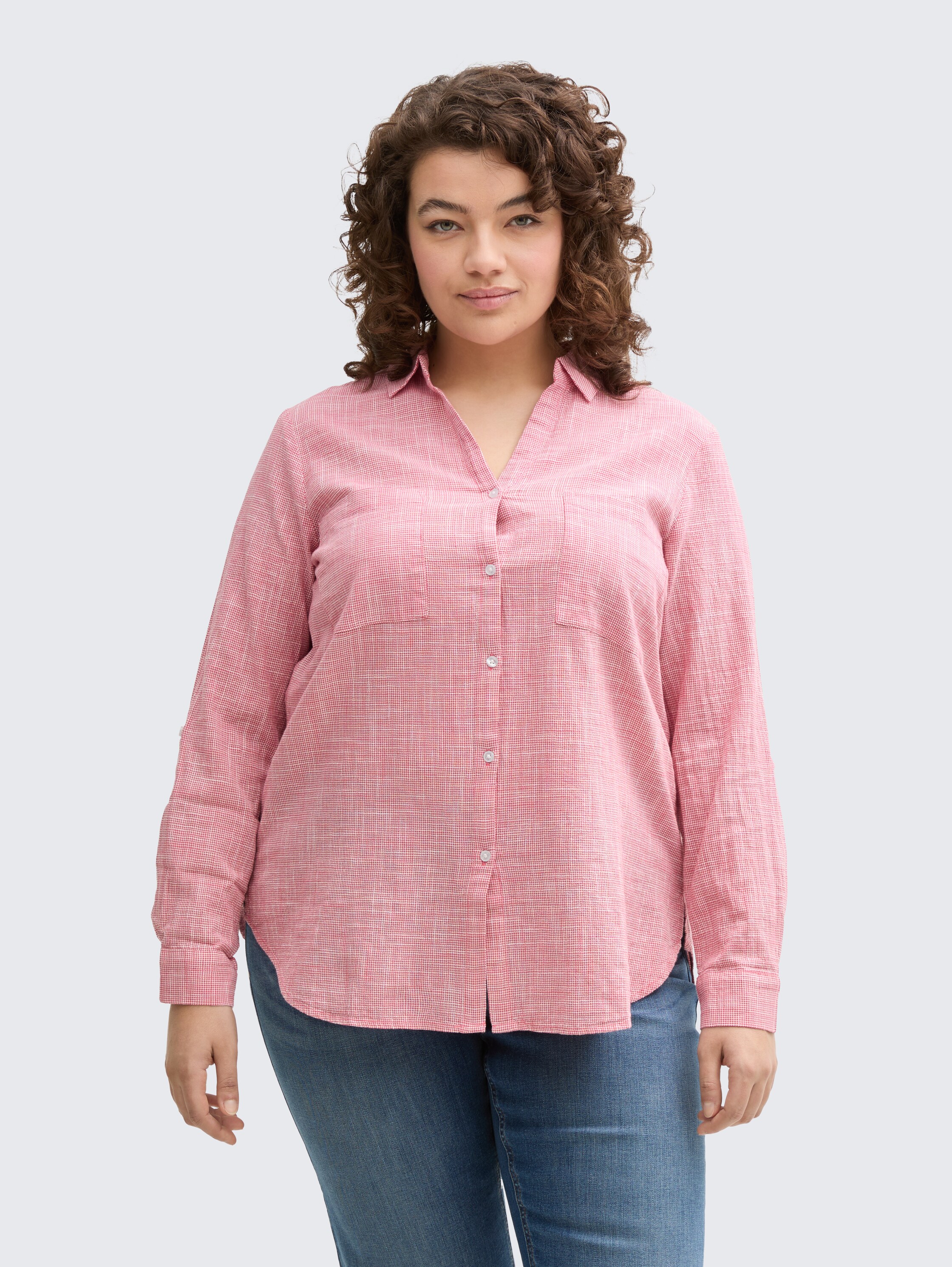 Plus Size - Bluse mit Brusttaschen - berry_red - 