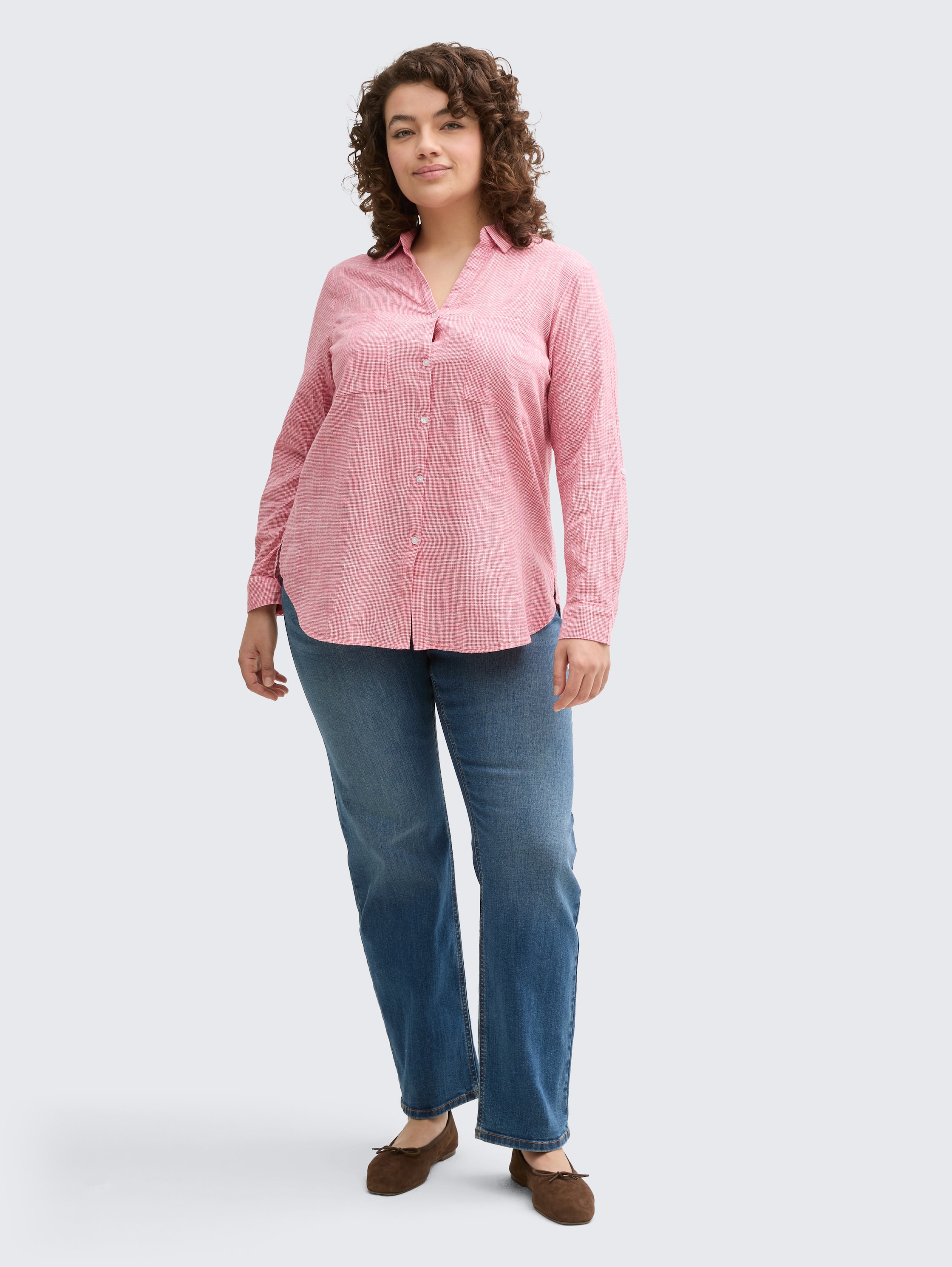 Plus Size - Bluse mit Brusttaschen - berry_red - 