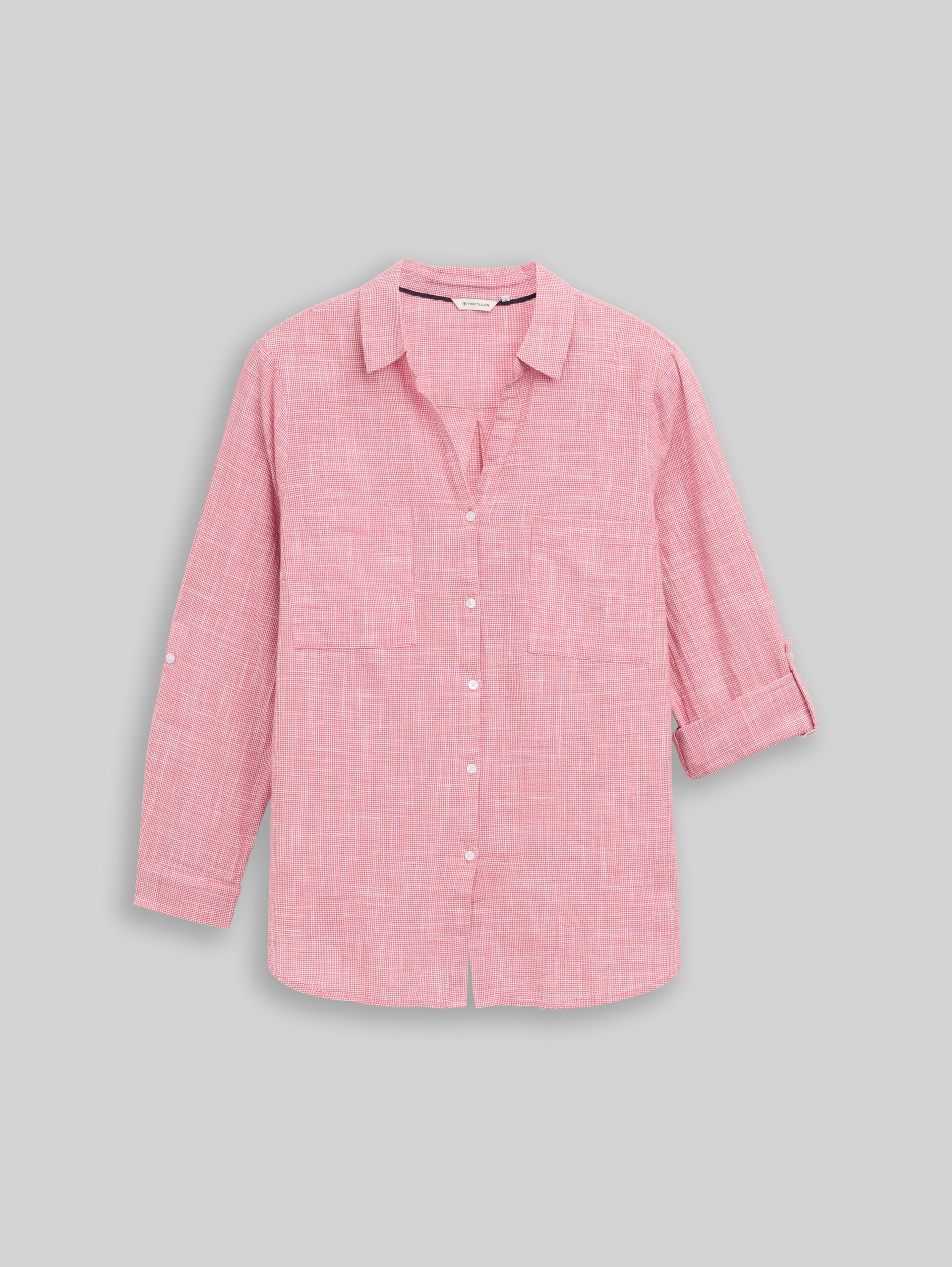 Plus Size - Bluse mit Brusttaschen - Berry Red - Vorder-Produkt-Ansicht