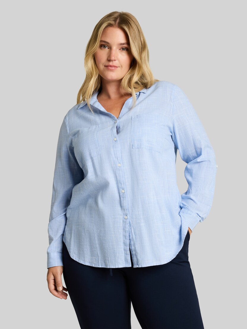 Plus Size - Blouse met borstzakken door Women Plus Size, dreamy blue