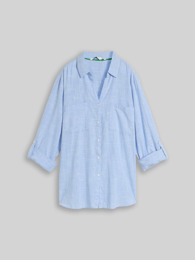 Plus Size - Blouse with chest pockets by Women Plus Size, dreamy blue