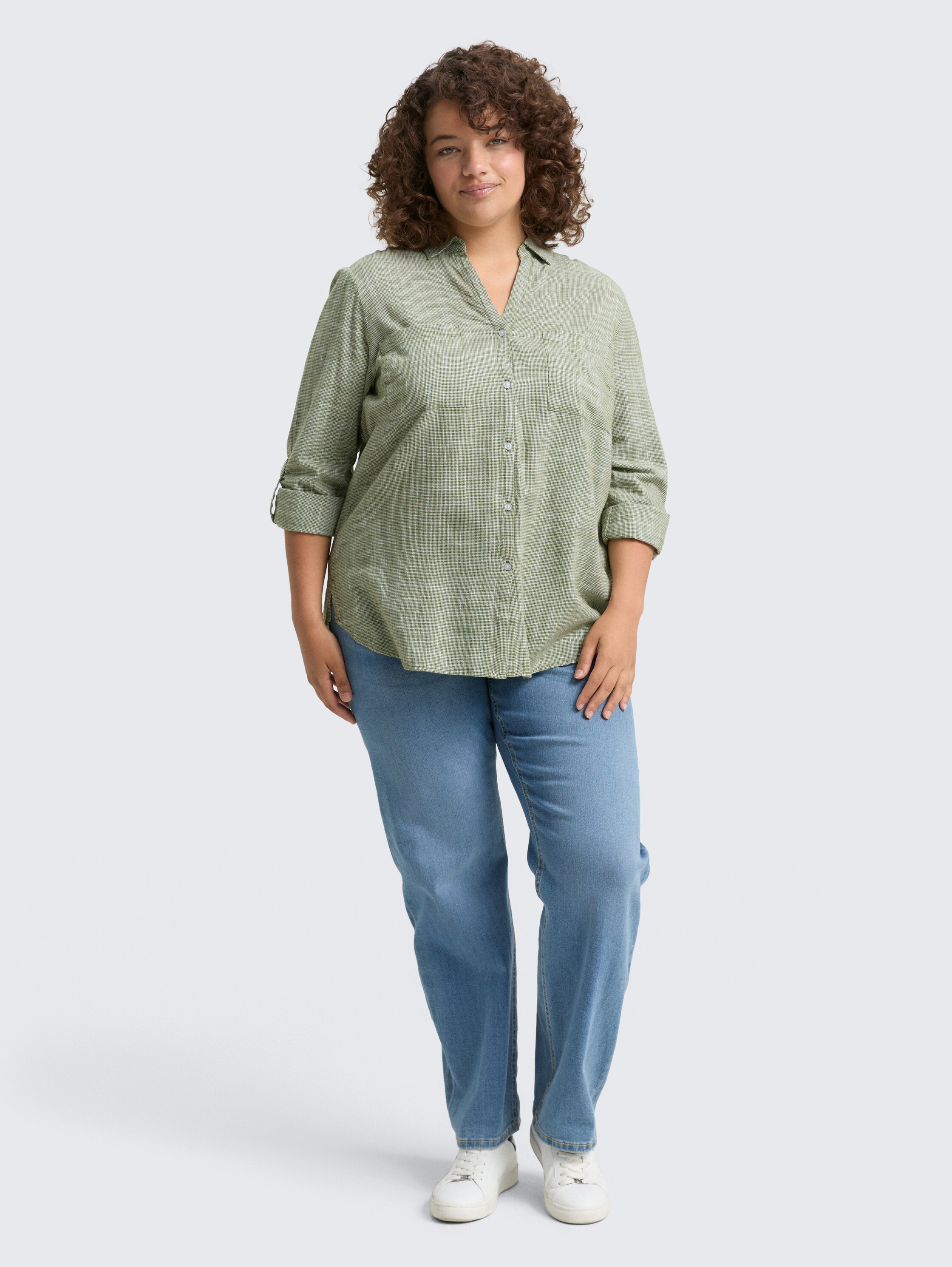 Plus Size - Blouse met borstzakken - deep_ivy_green - 