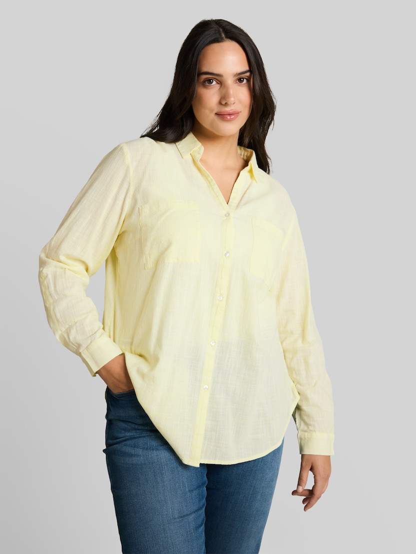 Plus Size - Bluse mit Brusttaschen von Women Plus Size, soft lemon
