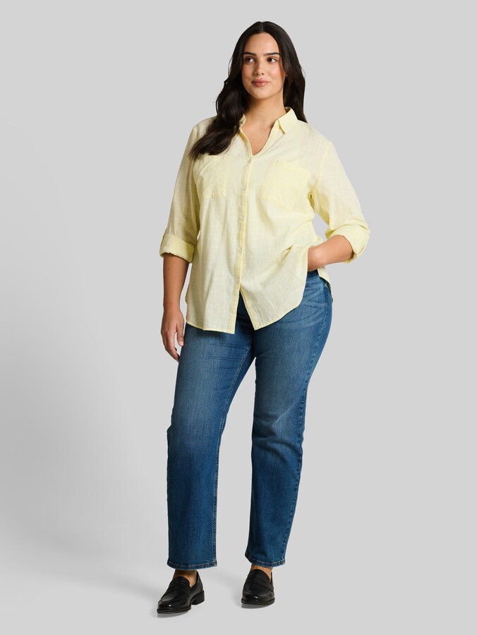 Plus Size - Blouse met borstzakken door Women Plus Size, soft lemon