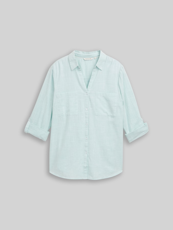 Plus Size - Bluse mit Brusttaschen von Women Plus Size, new blue haze
